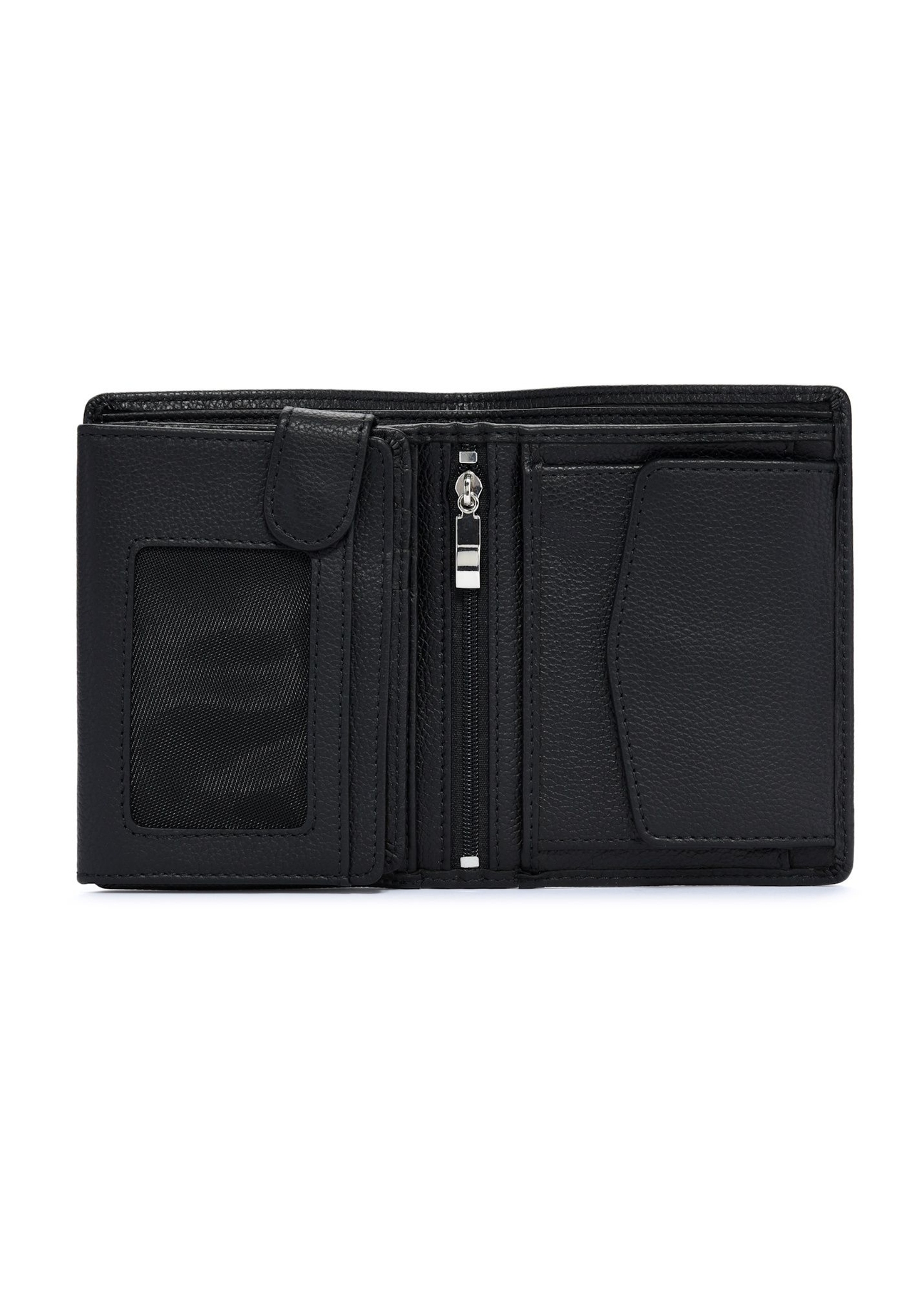 Black men's leather wallet PORMS-0632A-99(Z25), product view inside on white background.