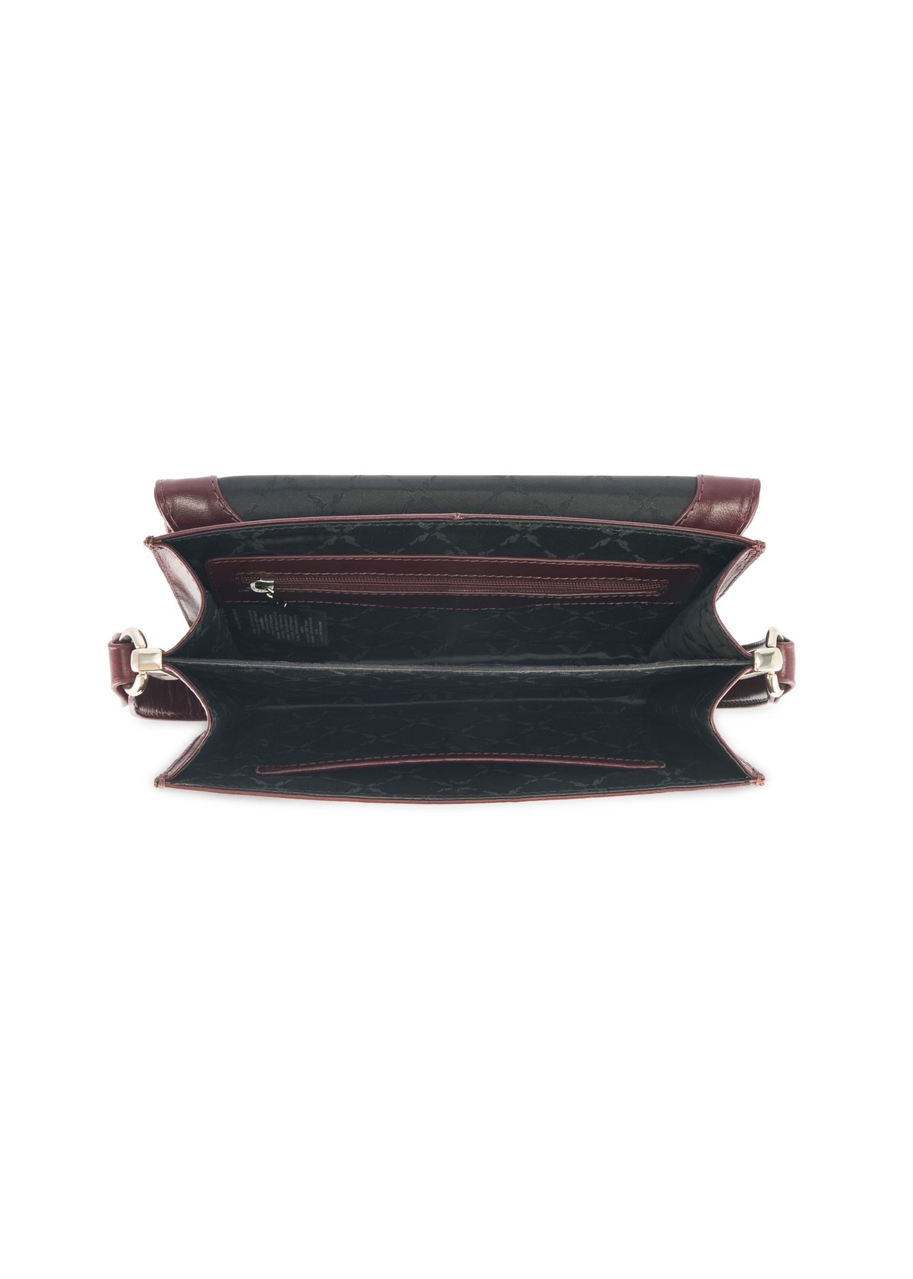 Women's leather handbag in burgundy color TORES-1189-49(Z25) - product view from above on a white background.
