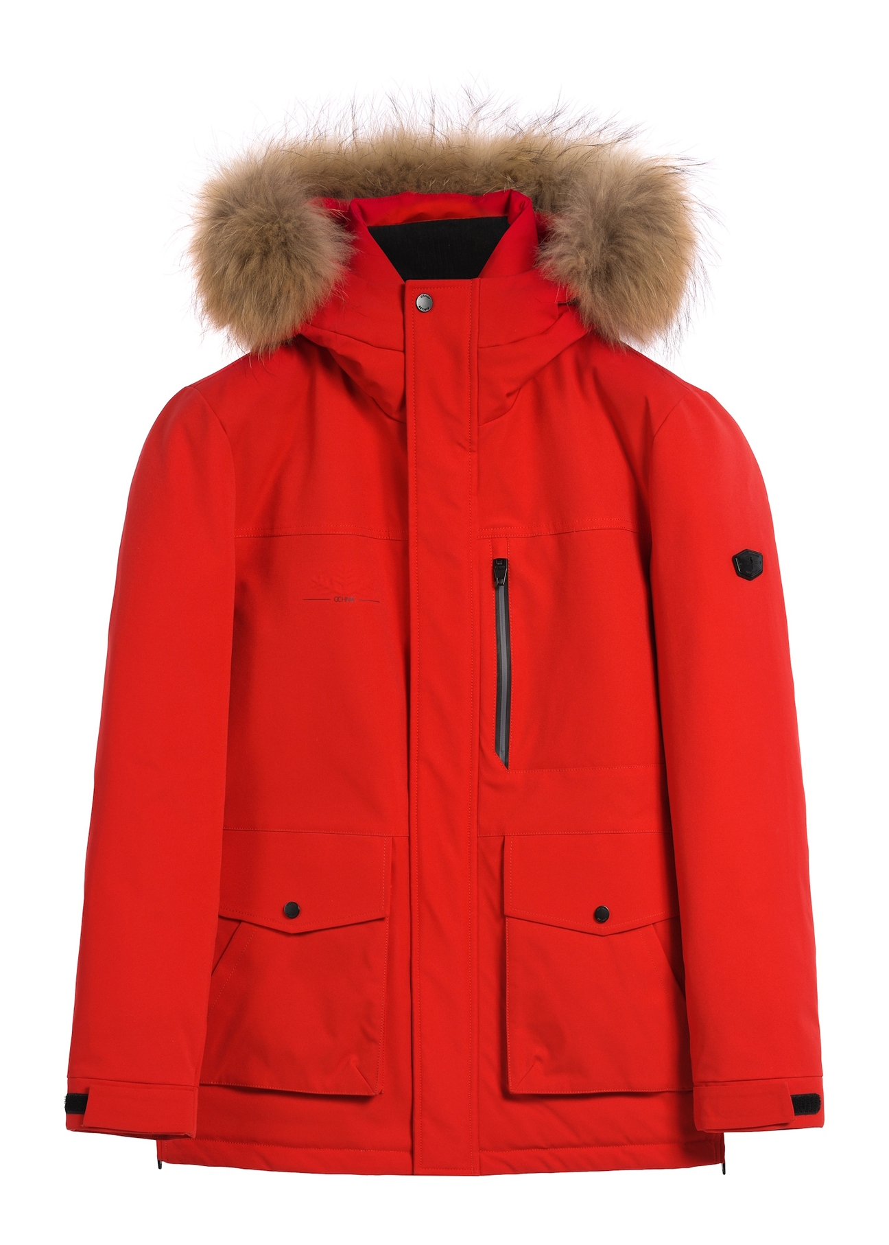 Red men's winter jacket KURMT-0396-42(Z25), front product view on white background.