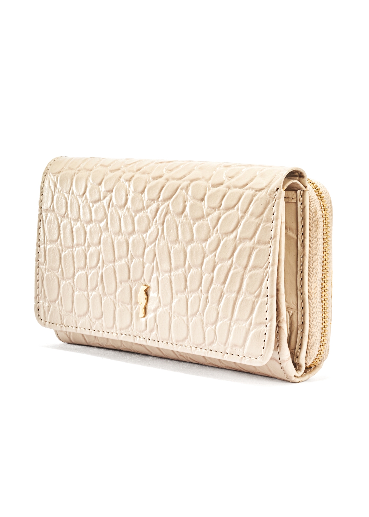 Cream croco leather women's wallet PORES-0956-12(W25)