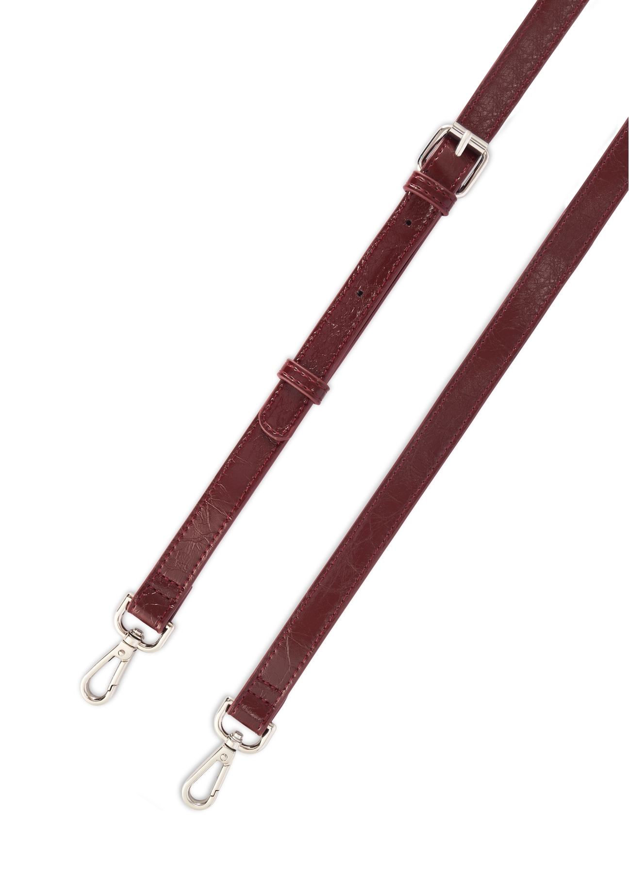 Burgundy women's handbag TOREC-0728A-49(Z25), close-up of the product's detachable strap, view on a white background.