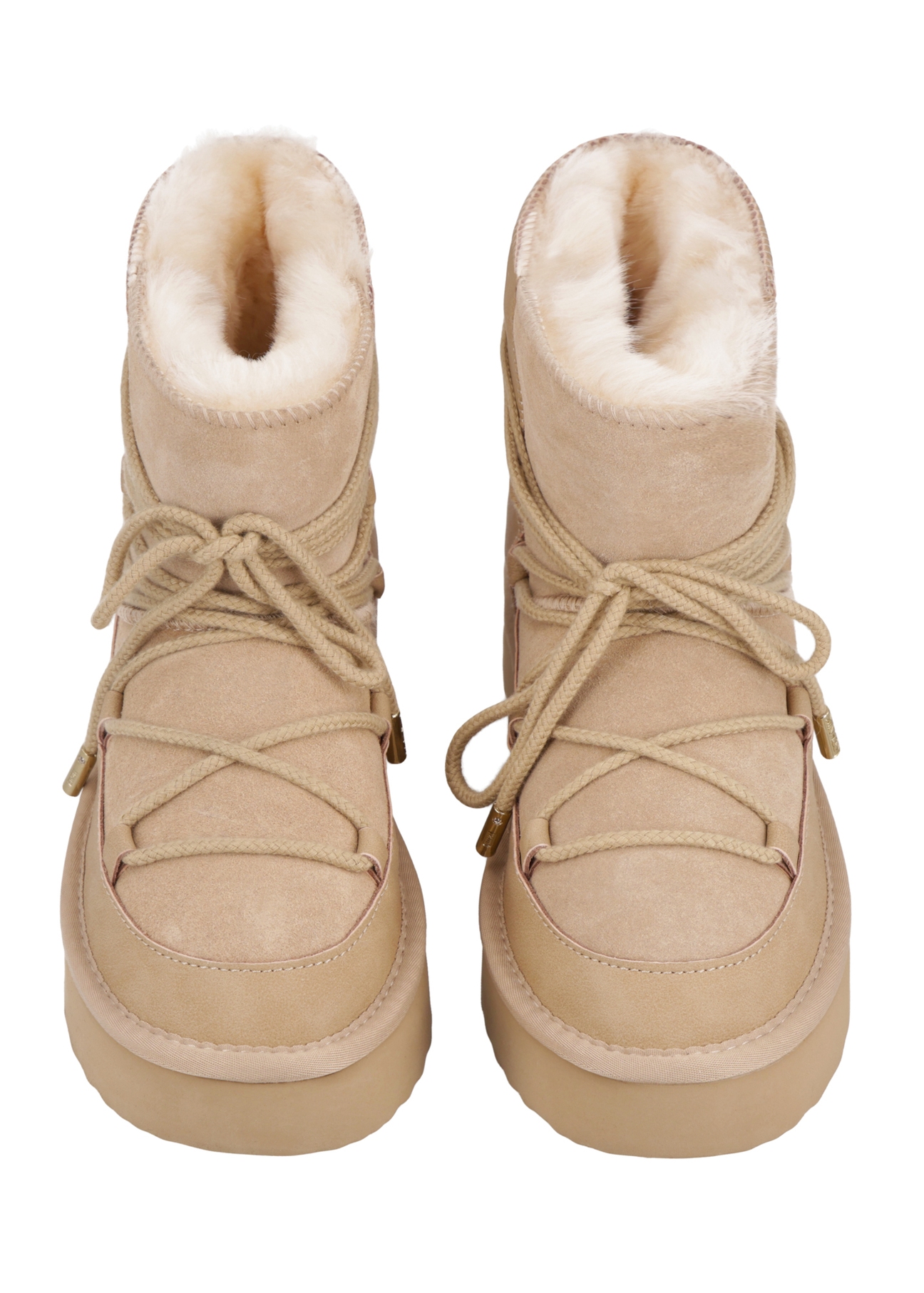 Women's cool beige snow boots BUTYD-1221-1K(Z26), front view on a white background.