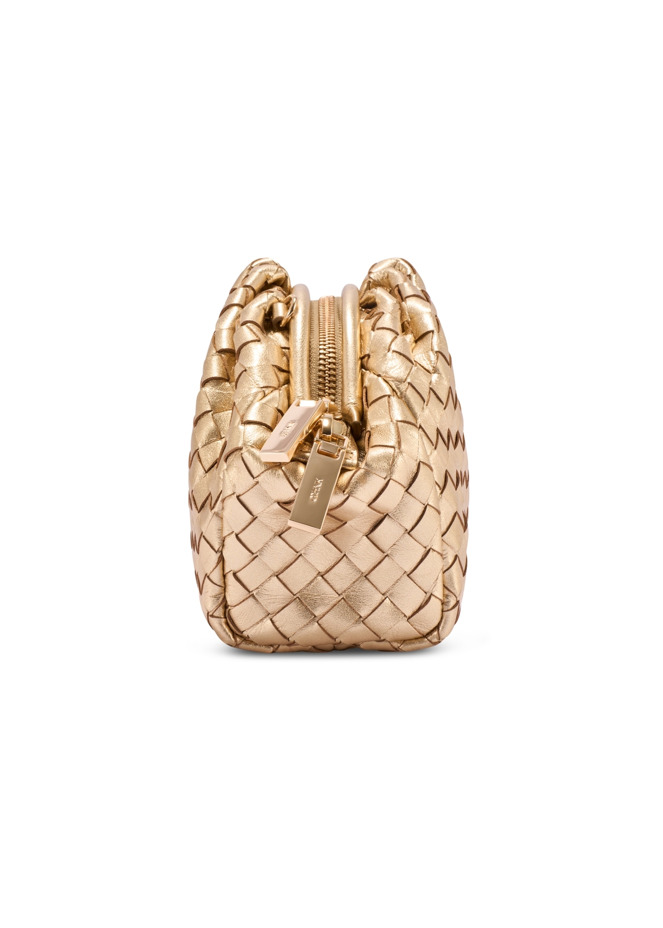 Leather gold braided women's handbag TORES 1291-2X(W26) - side view of the product, on a white background.
