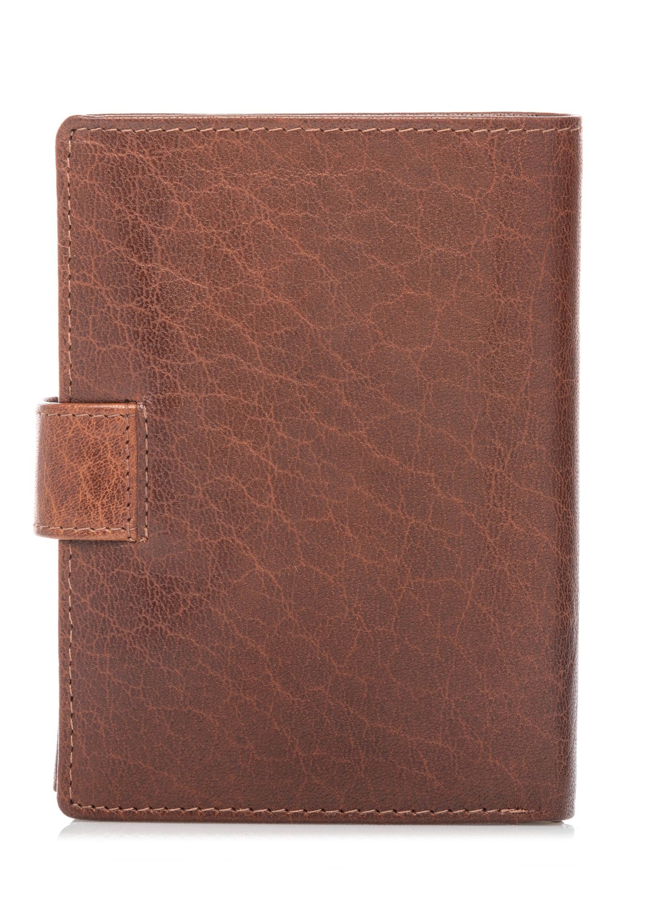 Men's leather wallet in cognac color PORMS-0692-1H(W26) - product view from the back, on a white background.