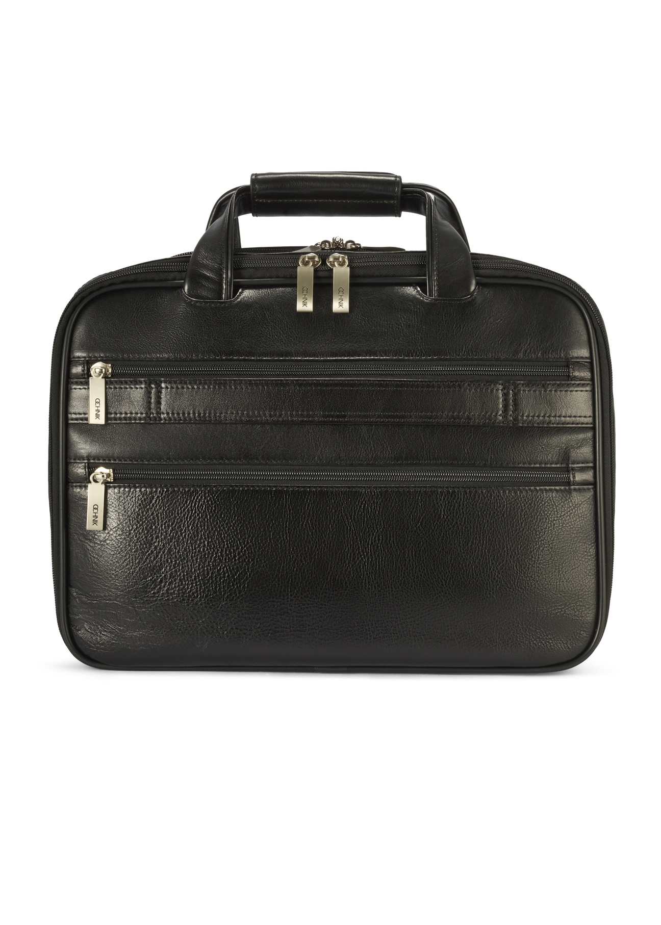 Black leather men's bag TORMS-0483-99(Z25), product view from the front on a white background.