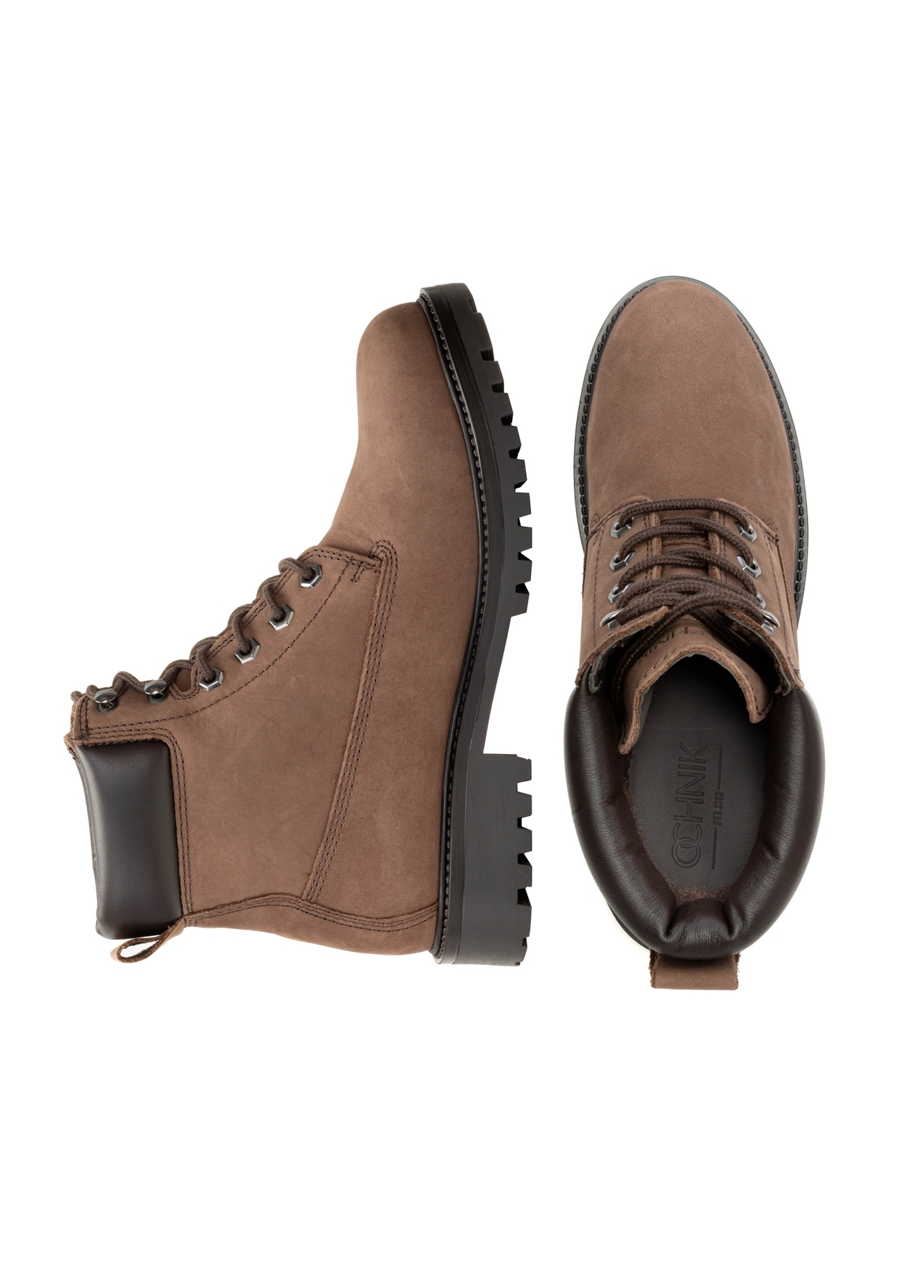 Brown leather lace-up men's ankle boots BUTYM-0514-89(Z25)