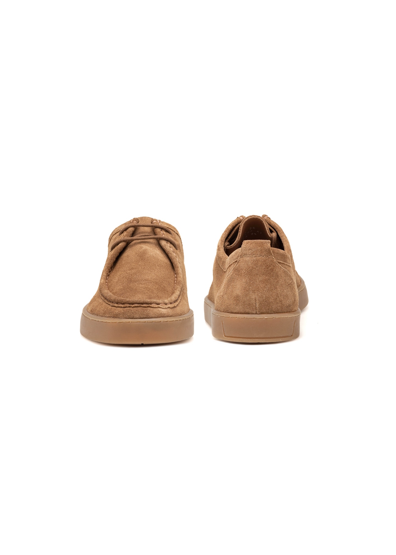 Camel suede men's shoes BUTYM-0532-1D(W26), front and back product view on white background.