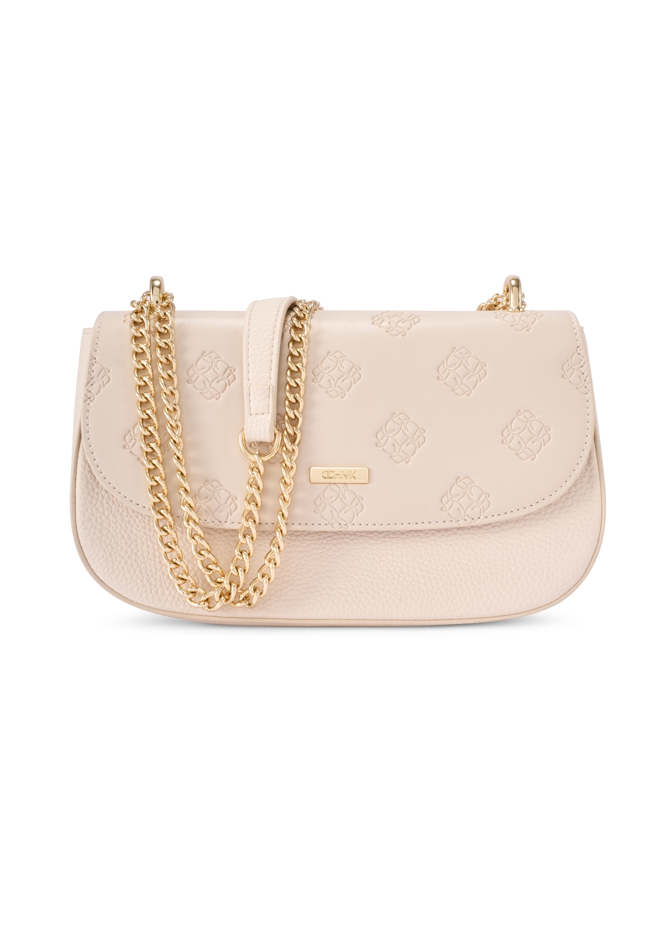 Cream messenger bag with monogram TOREC-1161-0B(W26) - front view of the product, on a white background.