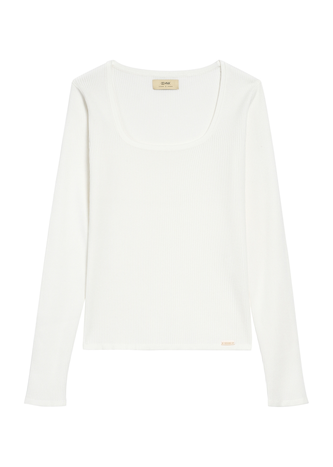 Women's white long sleeve blouse LSLDT-0051-12(Z25), front product view on white background.