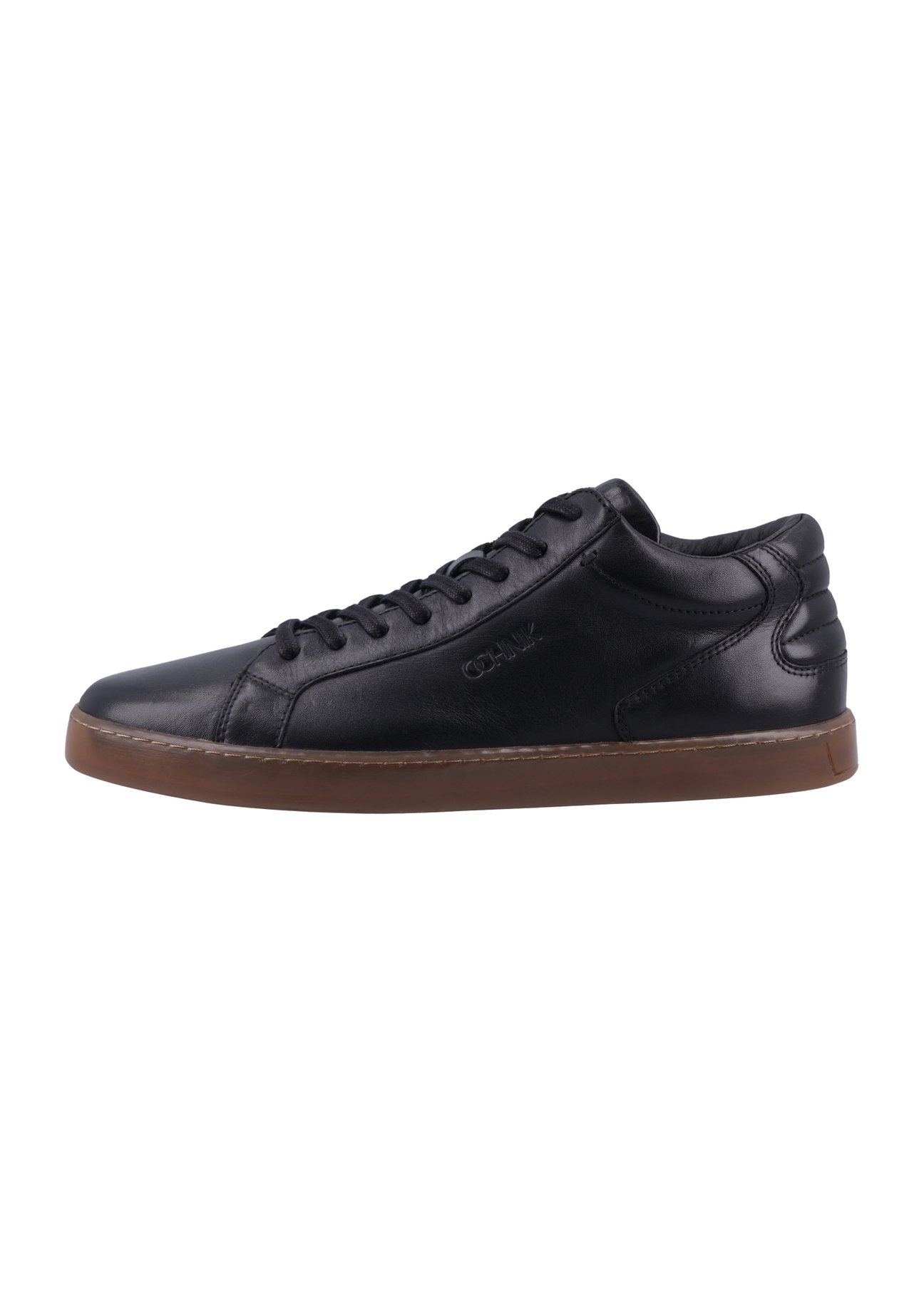 Men's black leather sneakers BUTYM-0405C-99(Z26) - side view of the product, on a white background.
