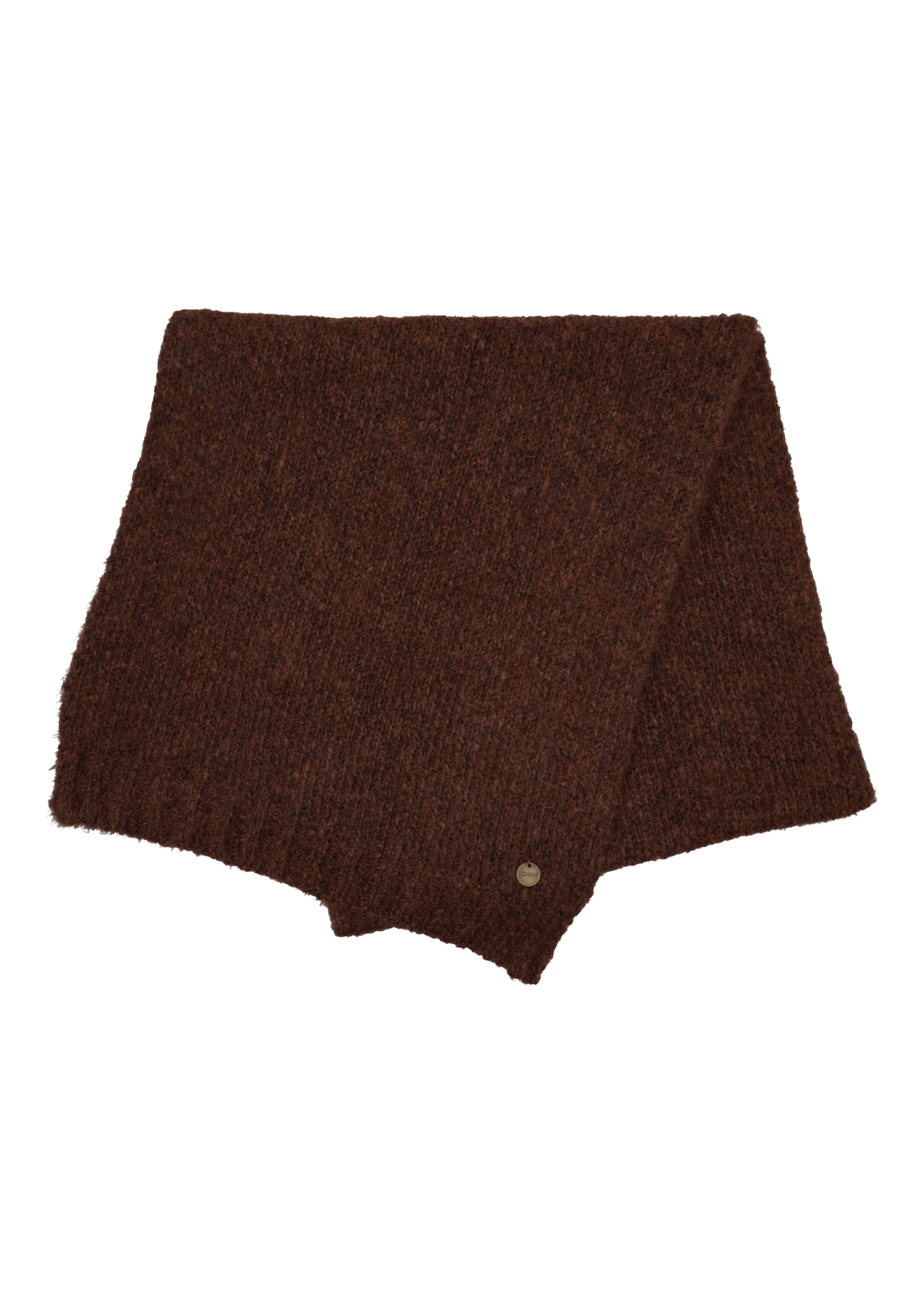 Brown women's scarf with wool SZADT-0227-1I(Z26), front product view on white background.