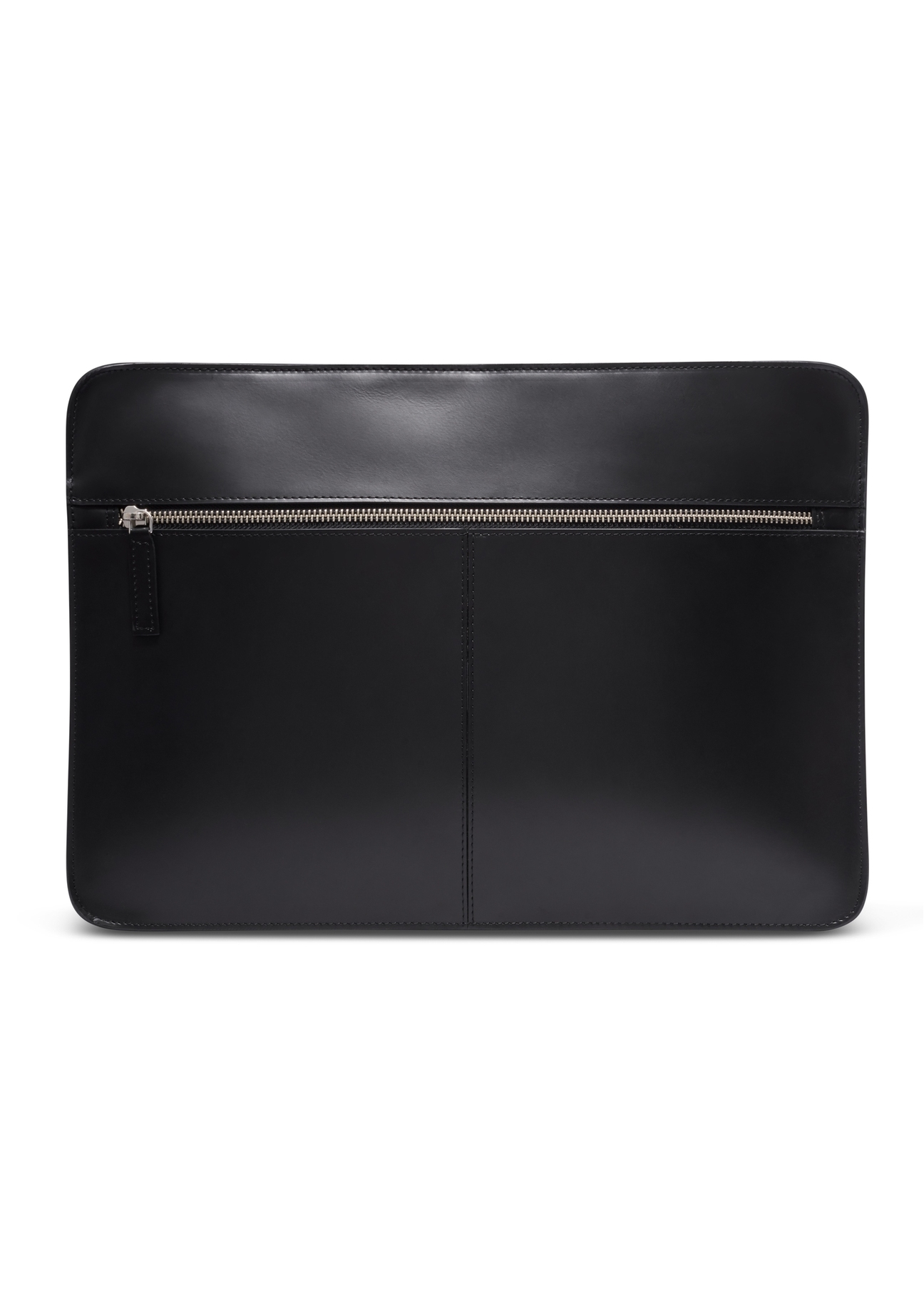 Black leather men's briefcase TORMS-0532-99(Z26), product view from the back on a white background.