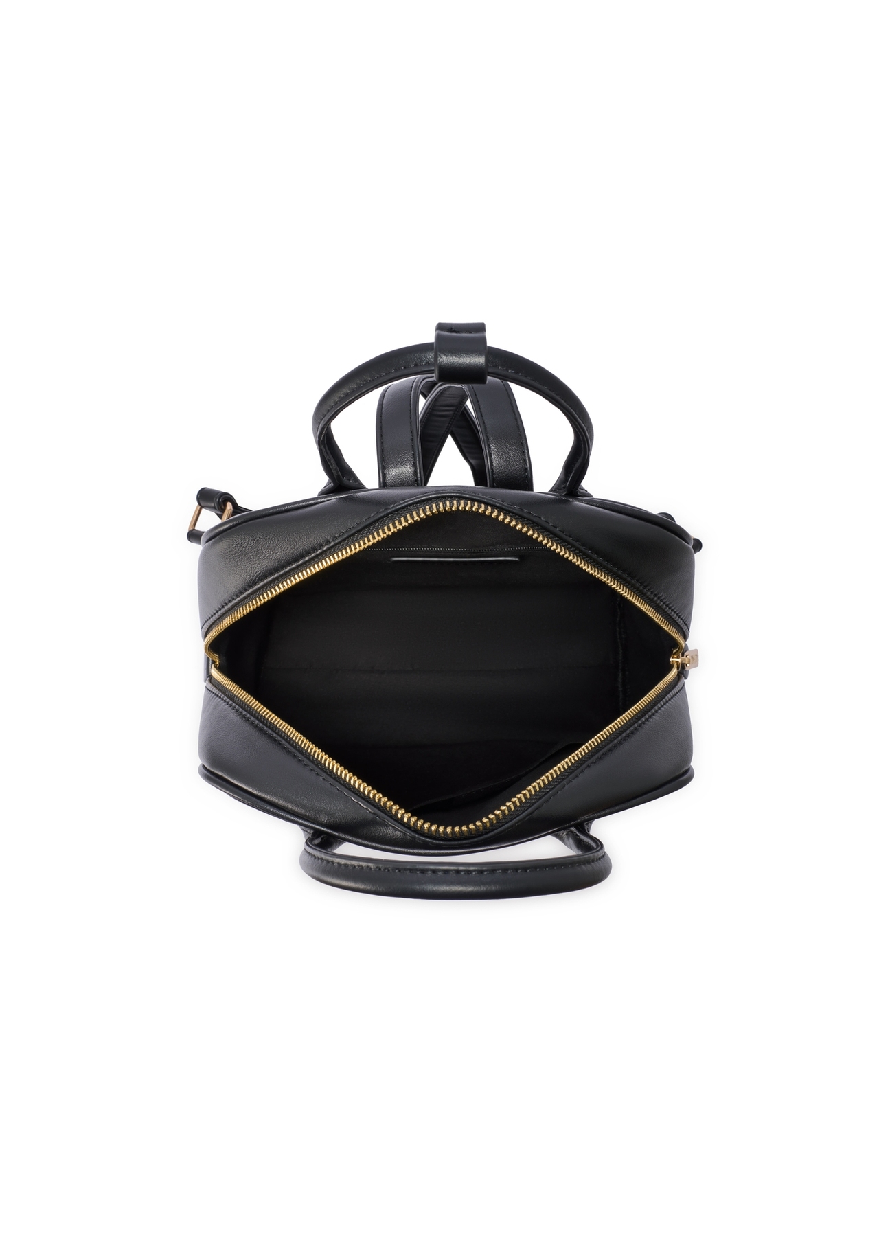 Black women's imitation leather backpack TOREC-1129-99(W26), product view inside on white background.