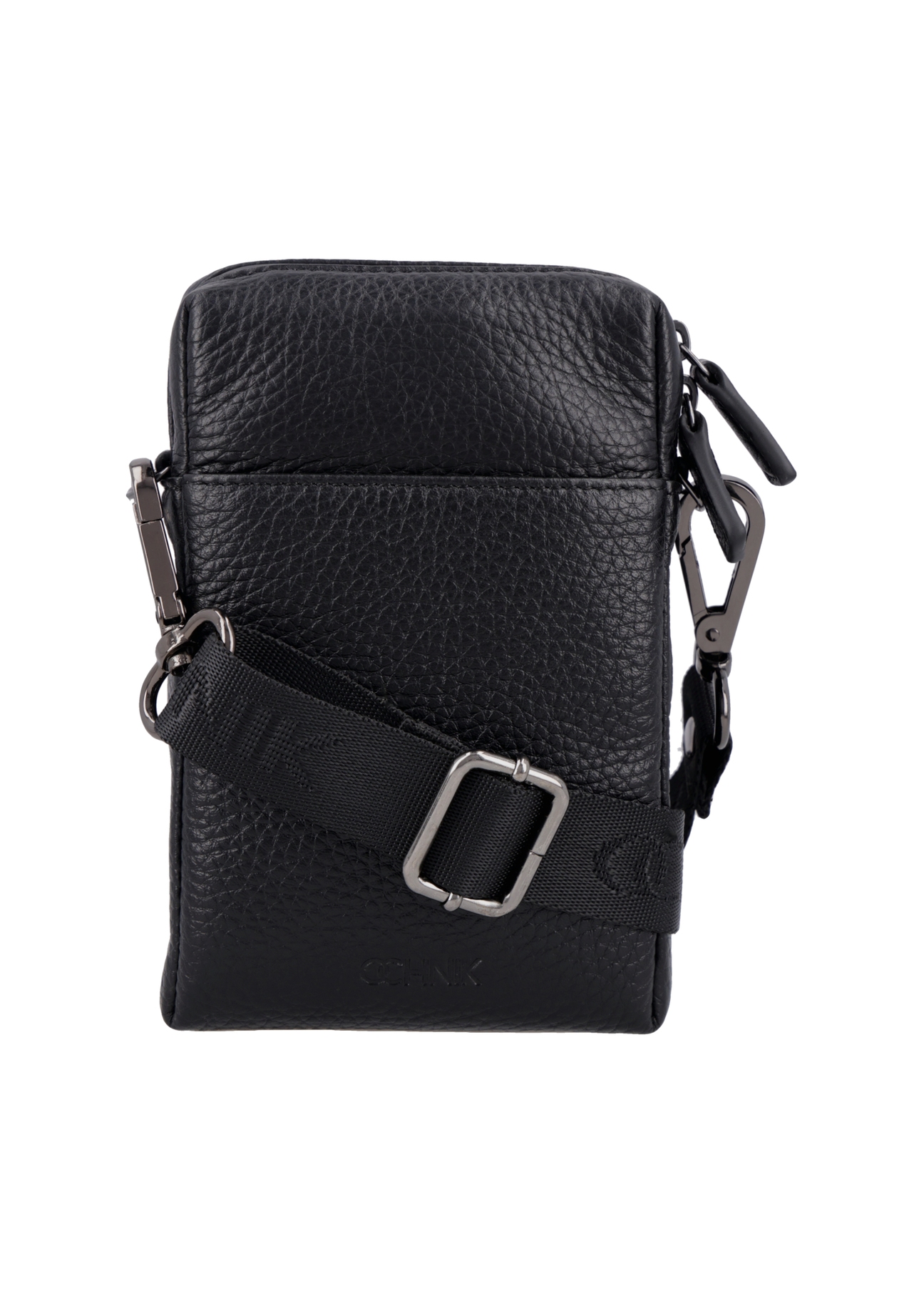 Black leather pouch PORMS-0722-99(Z26), front product view on white background.