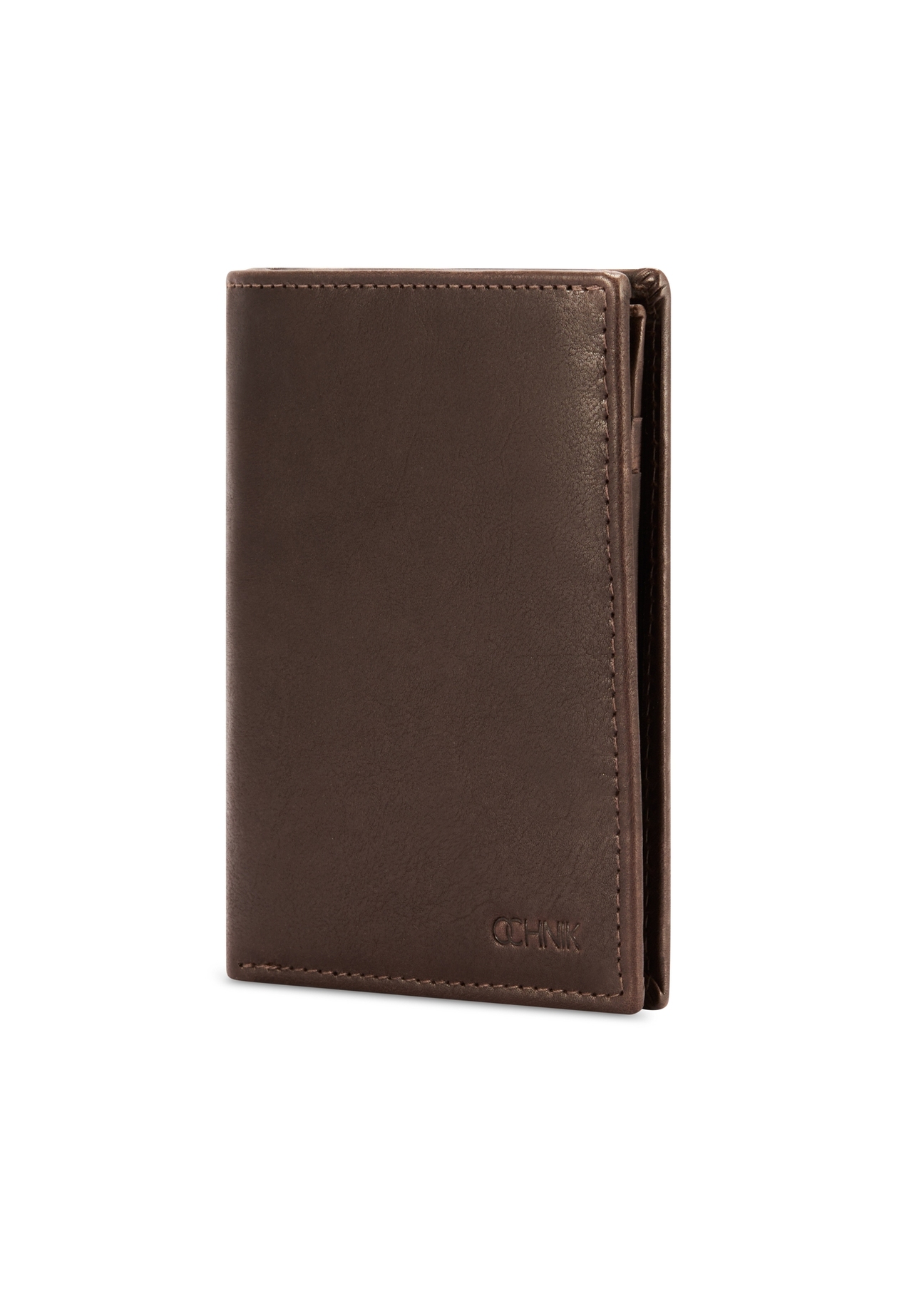 Men's brown leather wallet PORMS-0672-89(Z25), diagonal product view on a white background.