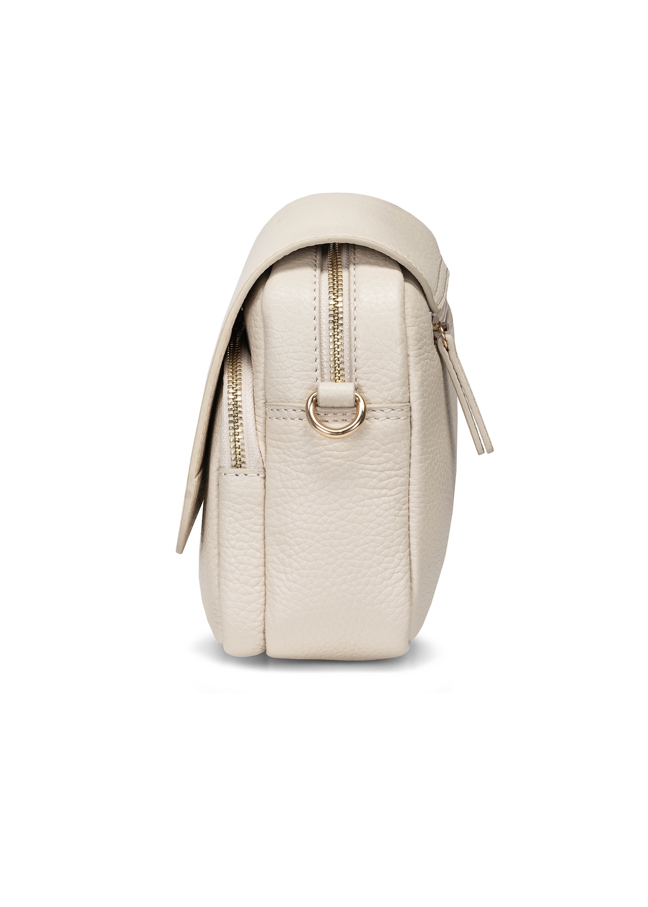 Cream leather women's messenger bag TORES-0958C-12(W25) – side view of the bag on a white background.