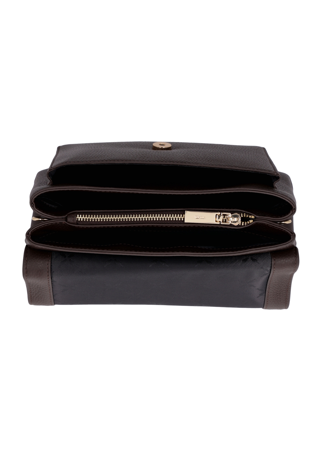 Dark brown leather women's shoulder bag TORES-1347-1I(Z26), product view from above on a white background.