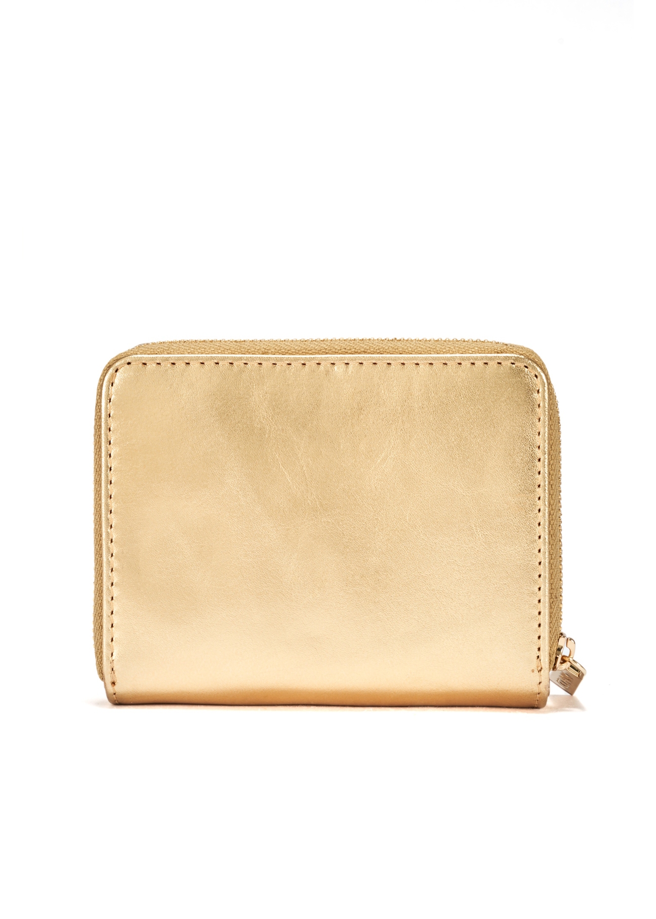 Women's leather wallet in gold color PORES-0960-28(W25), back view of the product on a white background.