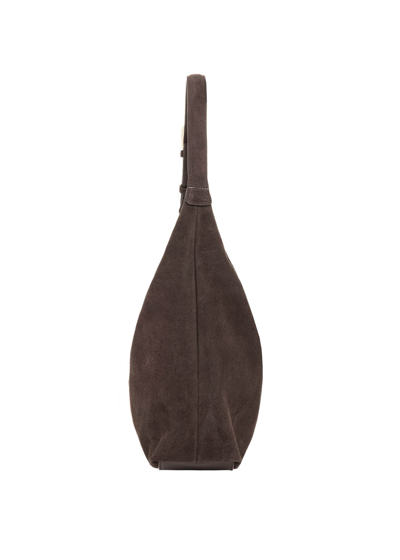 Brown suede handbag TORES-1404-1I(Z26) - side view of the product, on a white background.