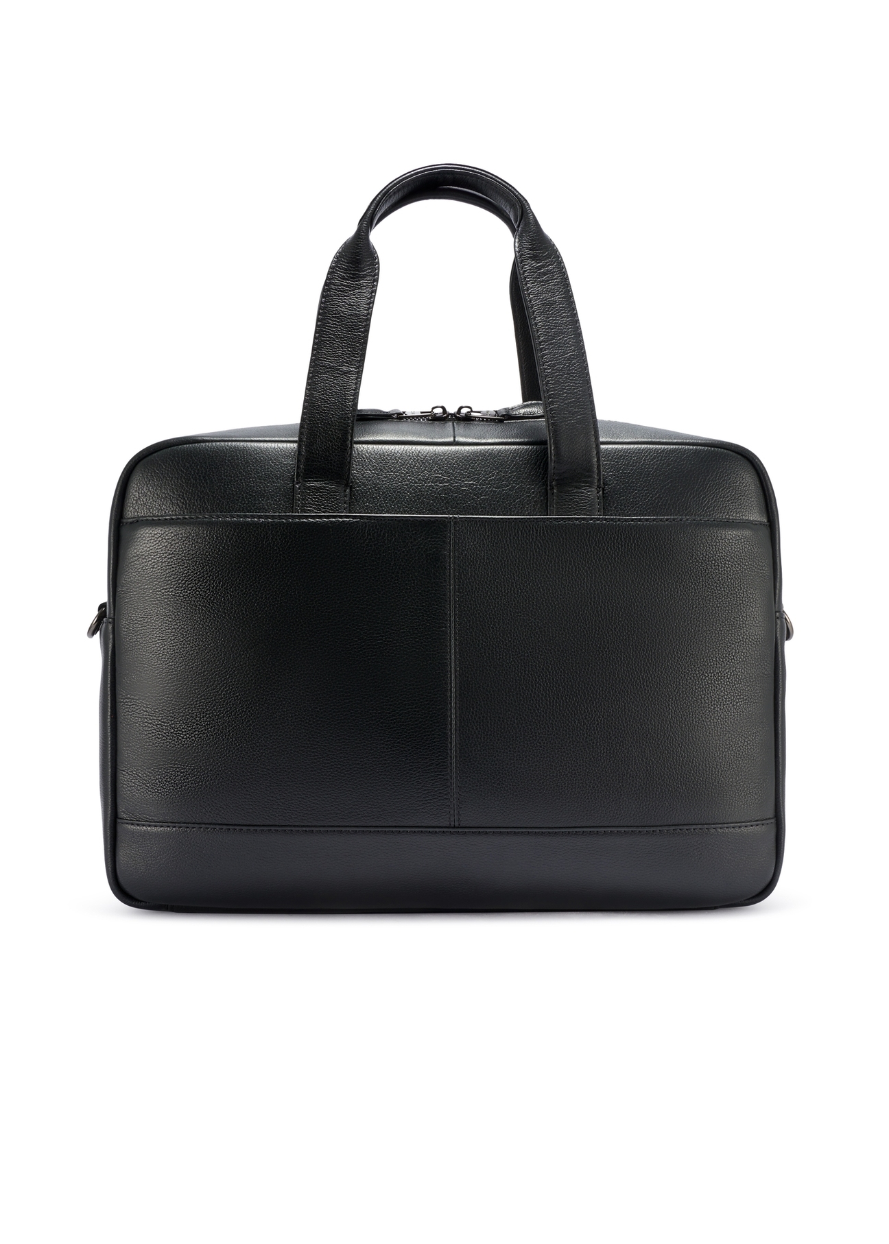 Black leather men's bag TORMS-0488R-9I(W26), product view from the back on a white background.