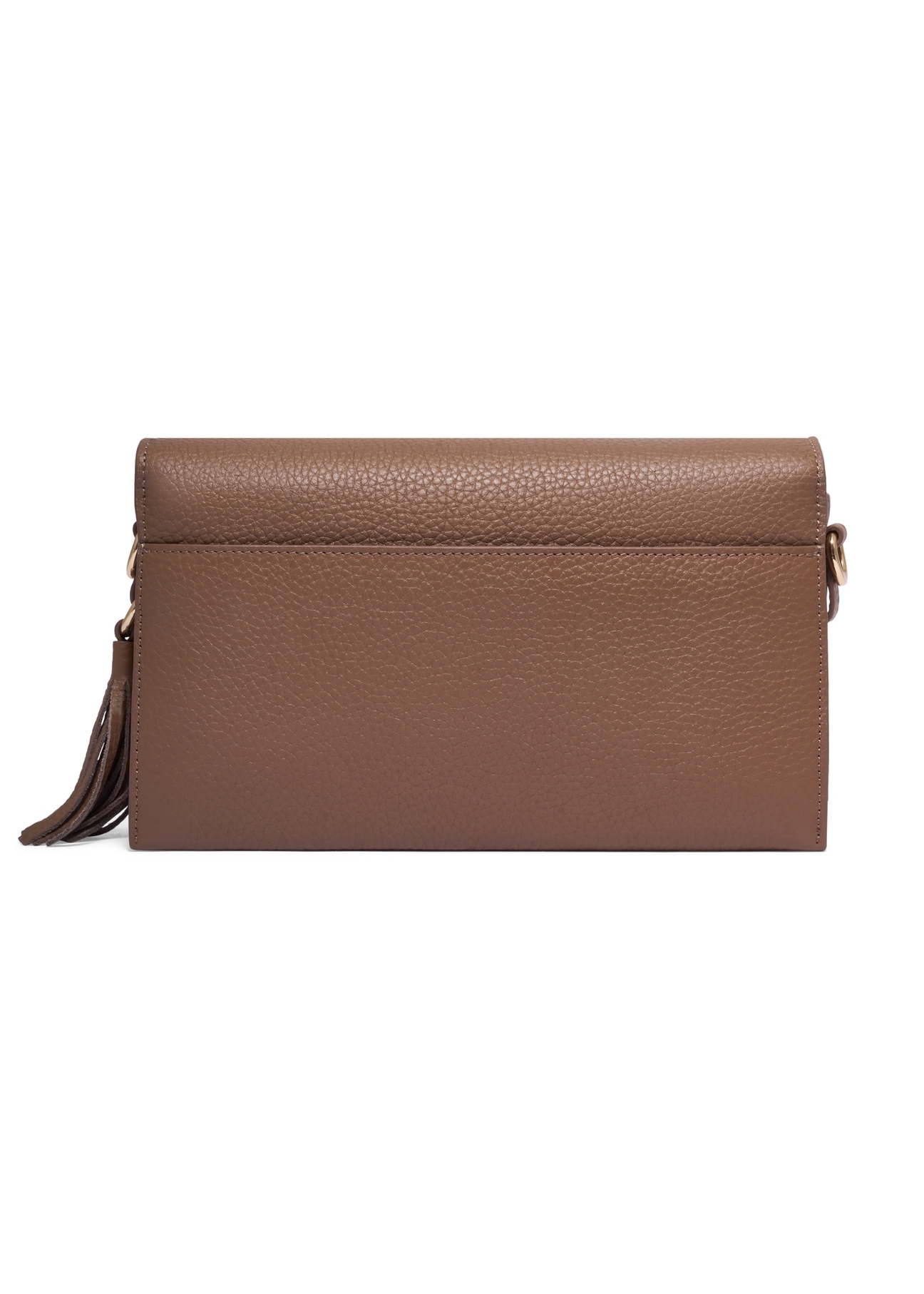 Light brown leather shoulder bag TORES-1418-1K(Z26), back view of the product on a white background.
