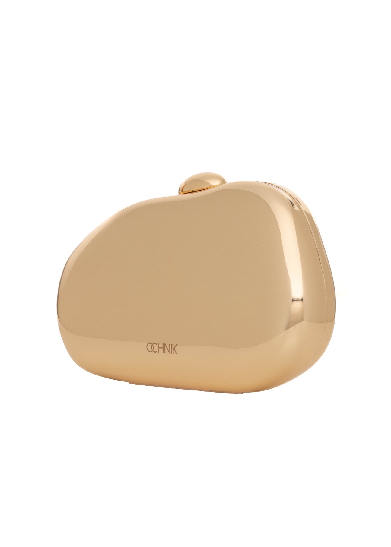 Gold oval small women's handbag TOREC-1211-2X(W26), diagonal product view on white background.