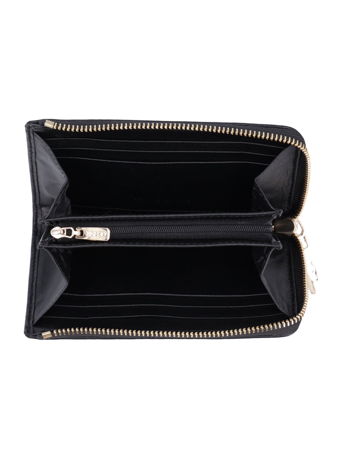 Black leather women's wallet PORES-0994-9I(Z26), product view inside on white background.