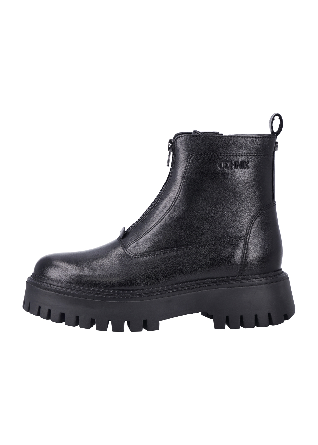 Black leather women's ankle boots BUTYD-1291-99(Z26), side view of the product on a white background.