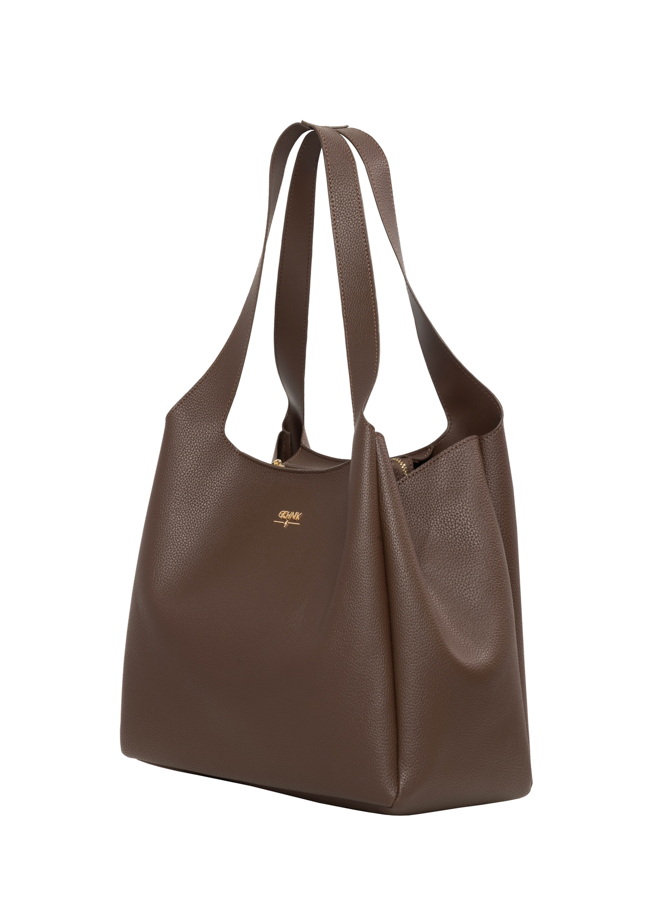 Brown classic women's shopper bag TOREC-1060-1H(Z26), diagonal product view on a white background.