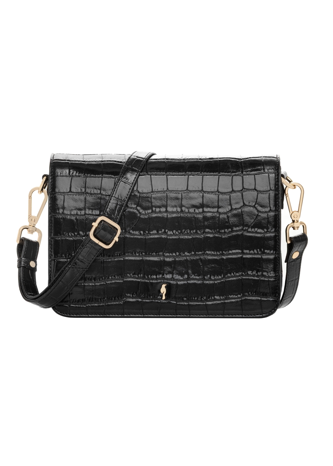 Black leather croco women's handbag TORES-1324-9G(Z26). Front view on a white background.