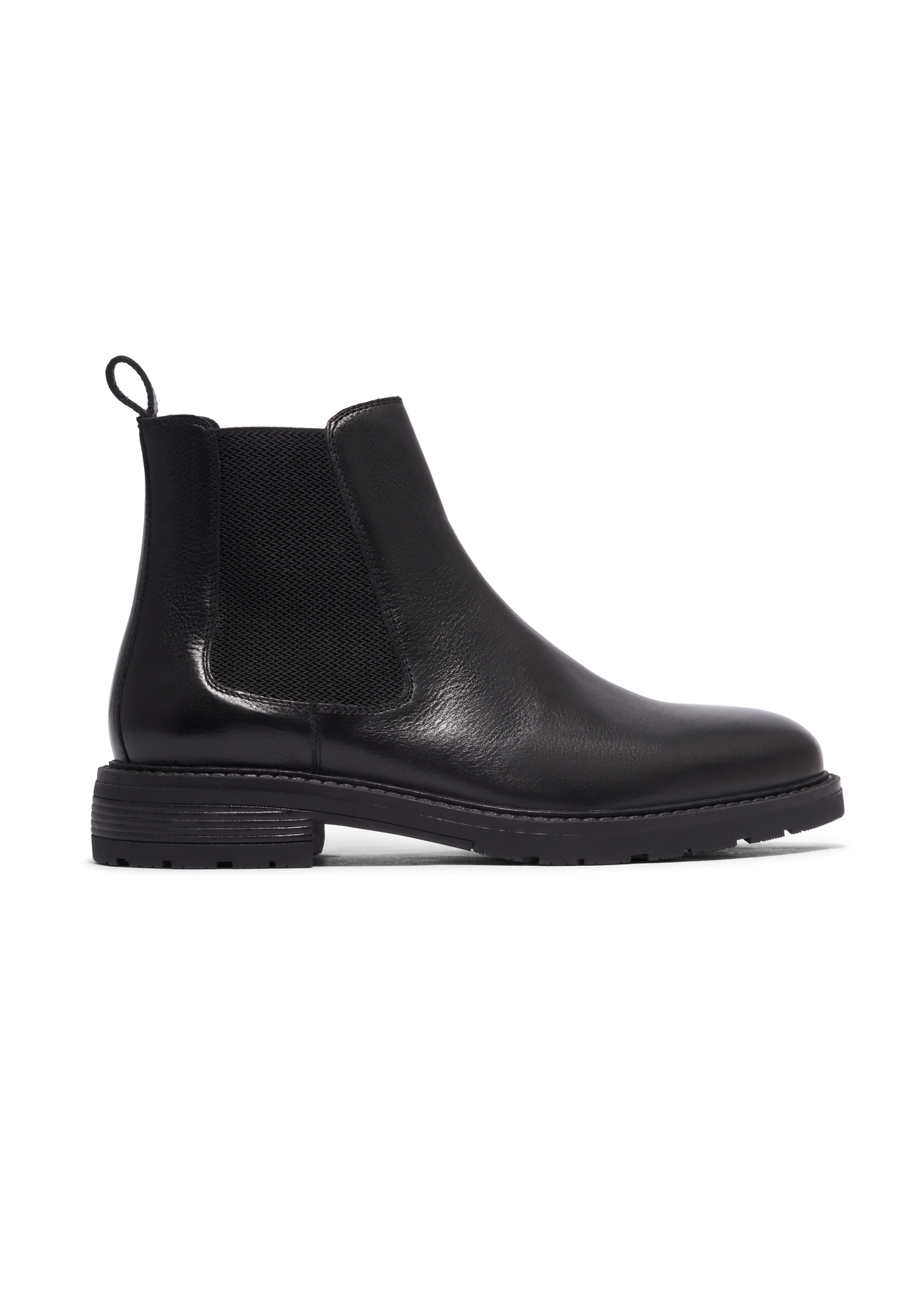 Men's black leather Chelsea boots BUTYM-0521-99(Z26), side view of the product on a white background.