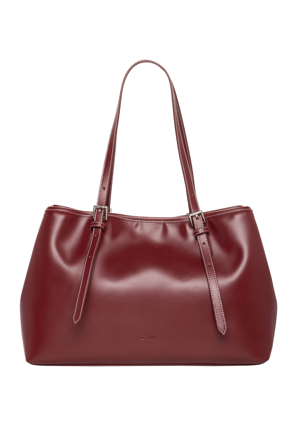 Large burgundy shopper bag TOREC-1381-4C(Z26), front view on a white background.