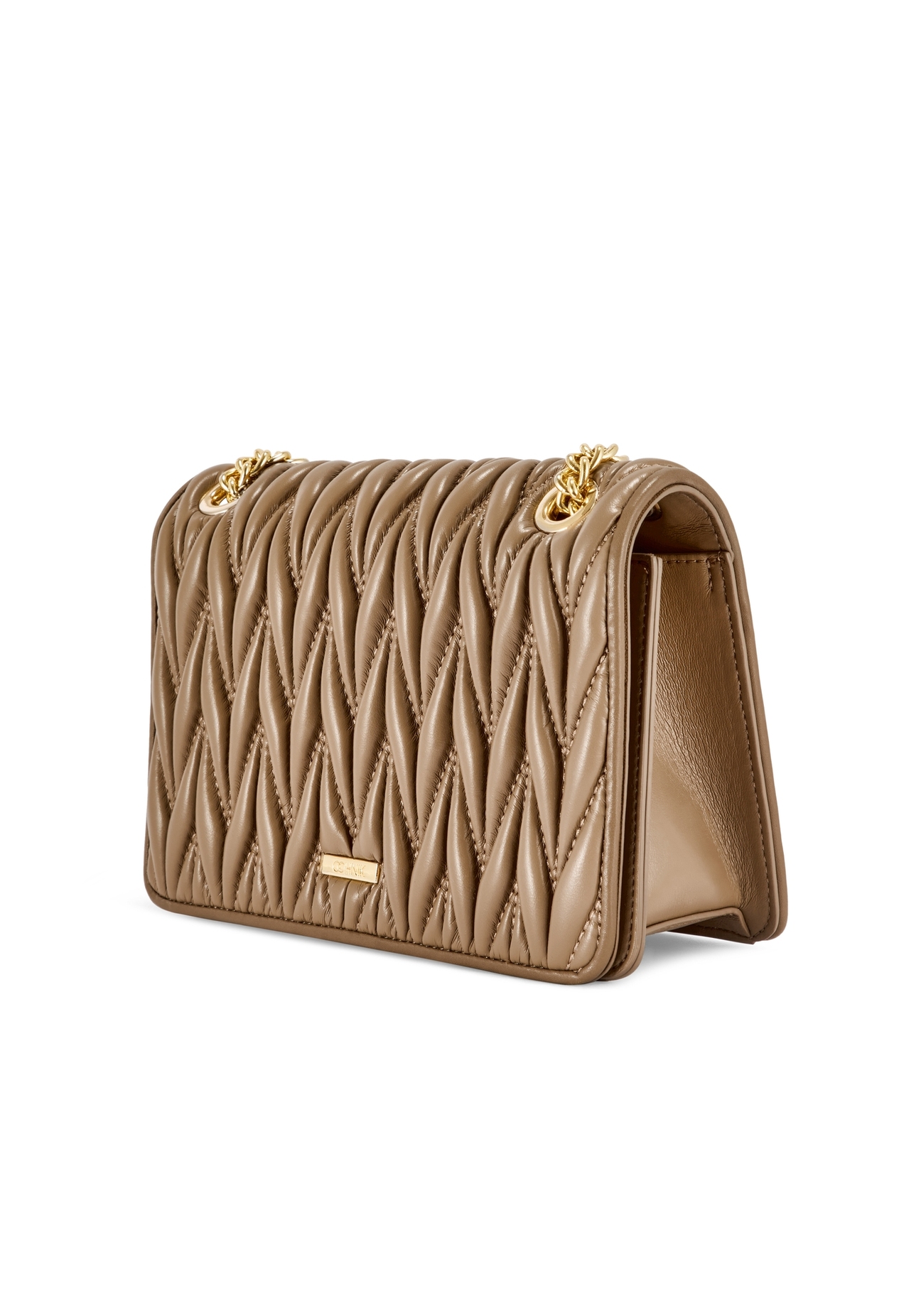 Beige women's handbag with chain TOREC-1102-24(Z25)