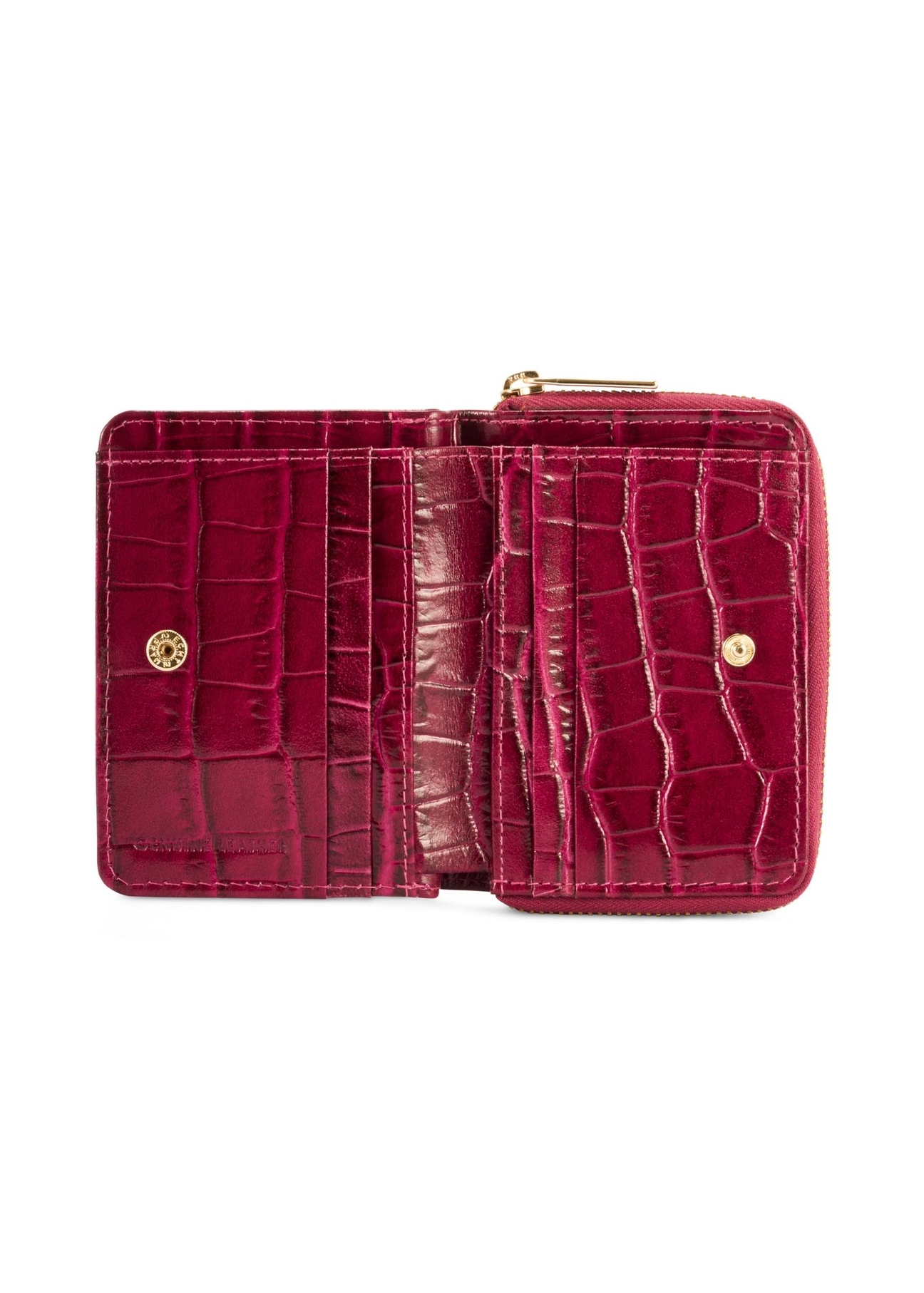 Pink croco women's wallet PORES-0888B-31(Z25), product view inside on white background.