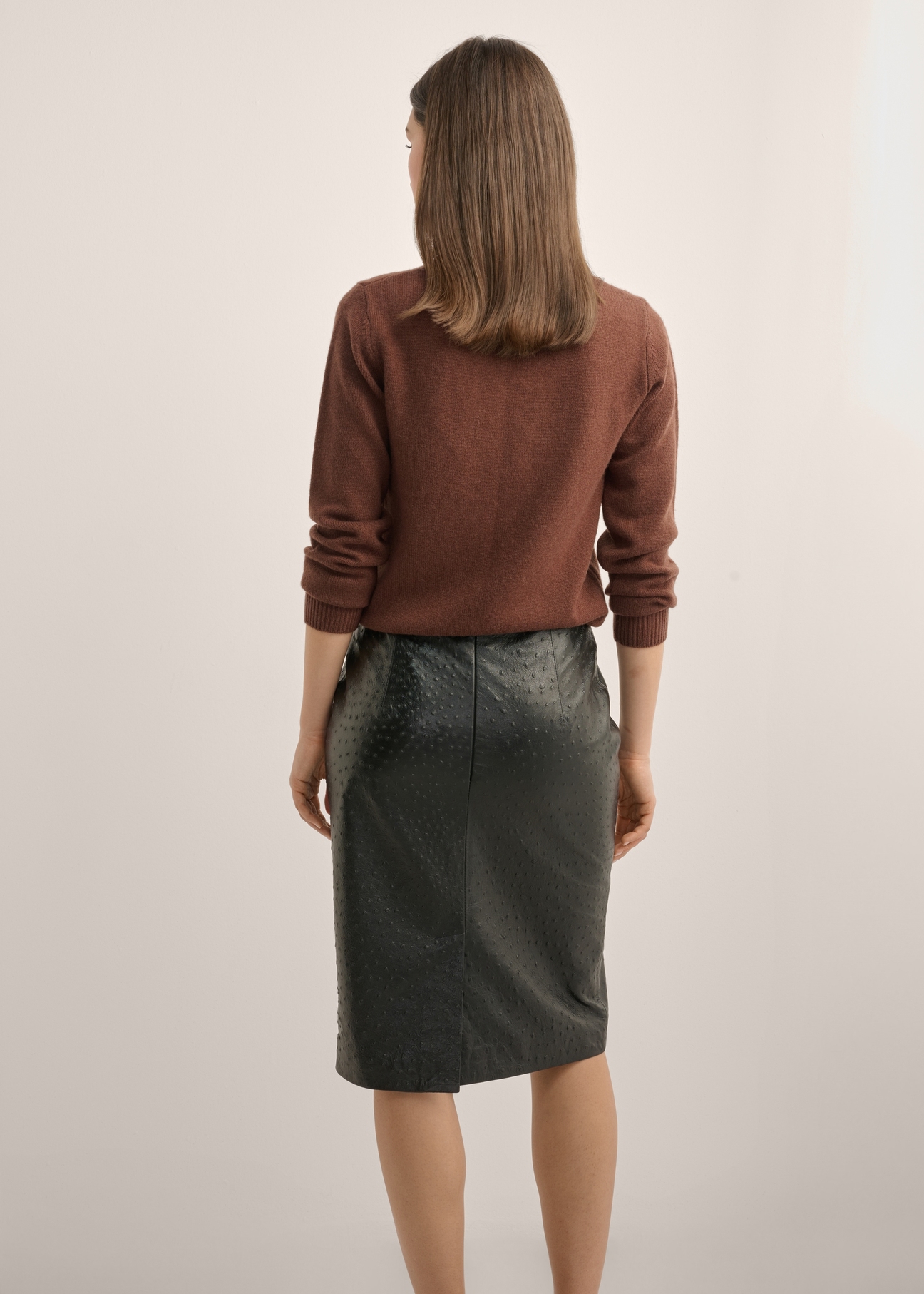 Brown women's cashmere and wool sweater SWEDT-0251A-1H(Z26)
