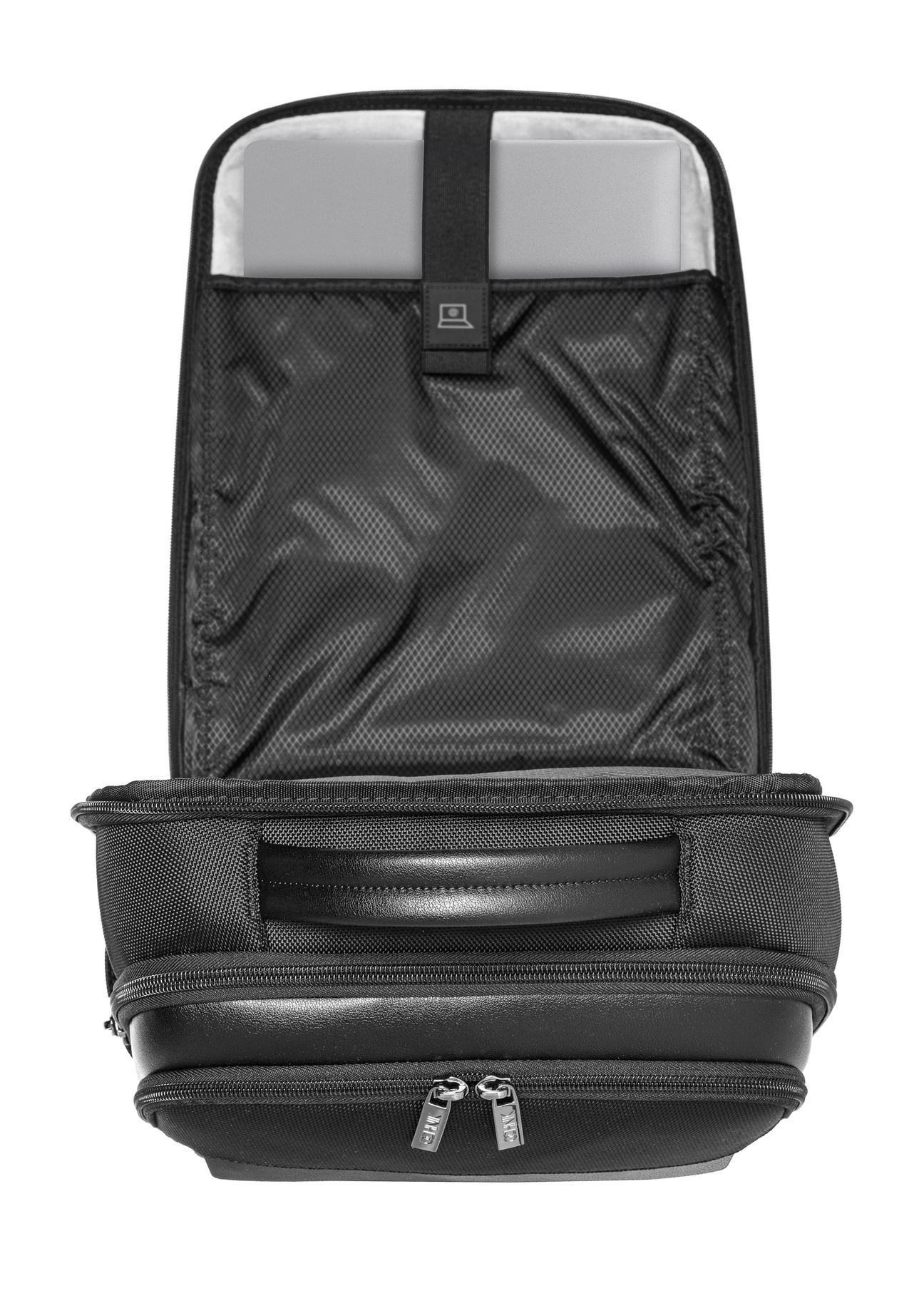 Black men's travel backpack TORMN-0376-99(Z25), product view from above on a white background.