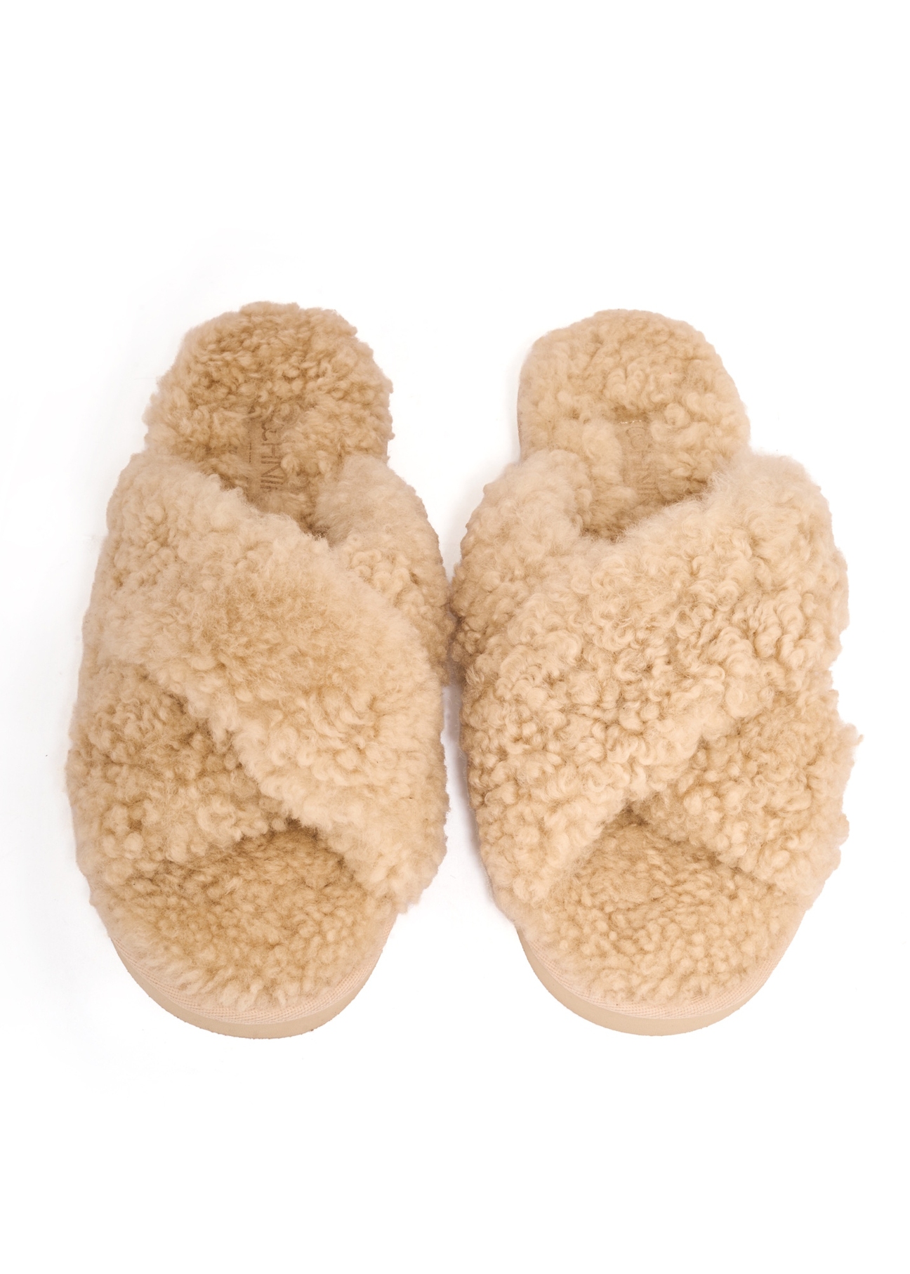 Beige women's wool slippers BUTYD-1321-1B(Z26)