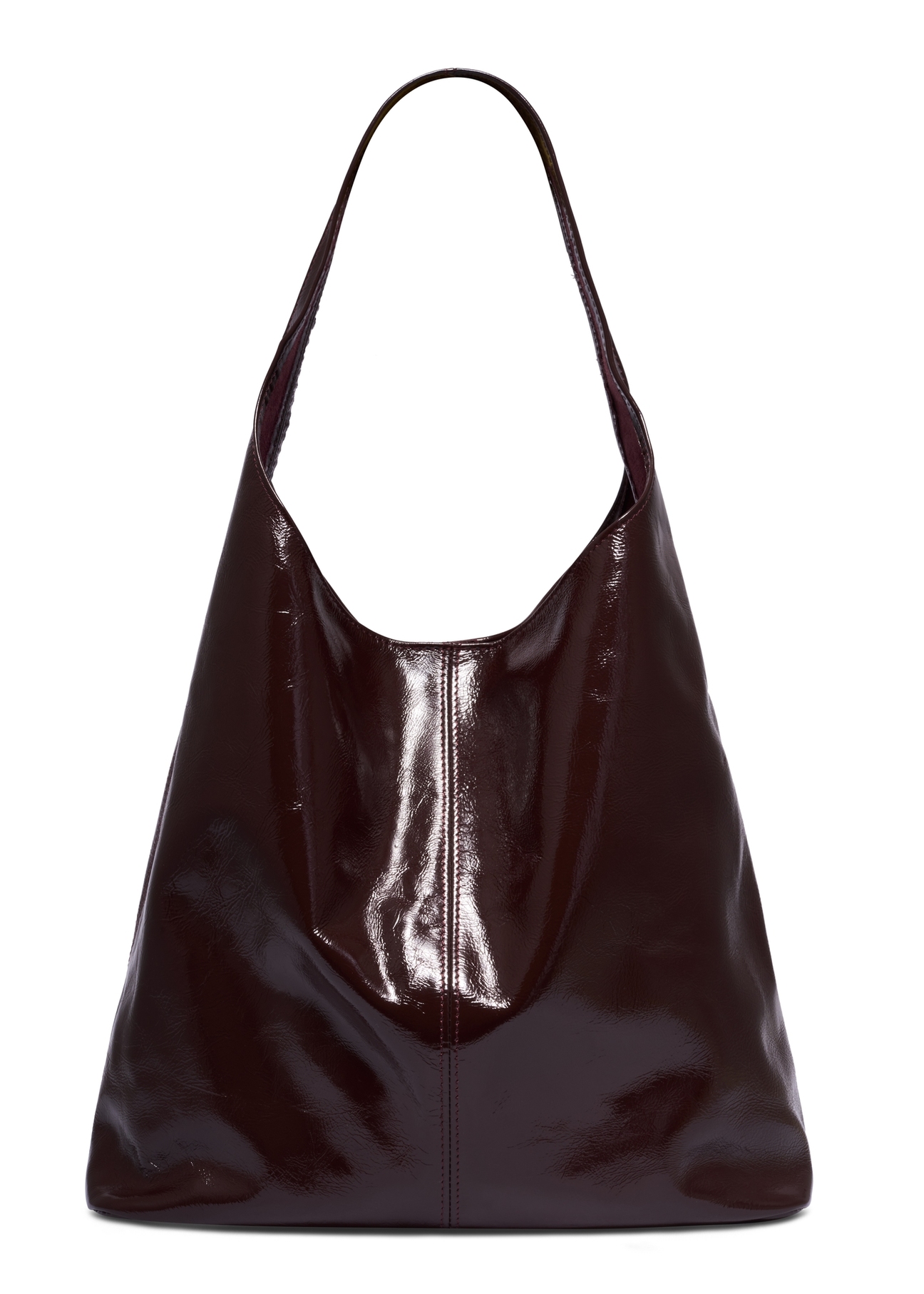 Burgundy leather shopper bag TORES-1372-4D(Z26), product view from the back on a white background.