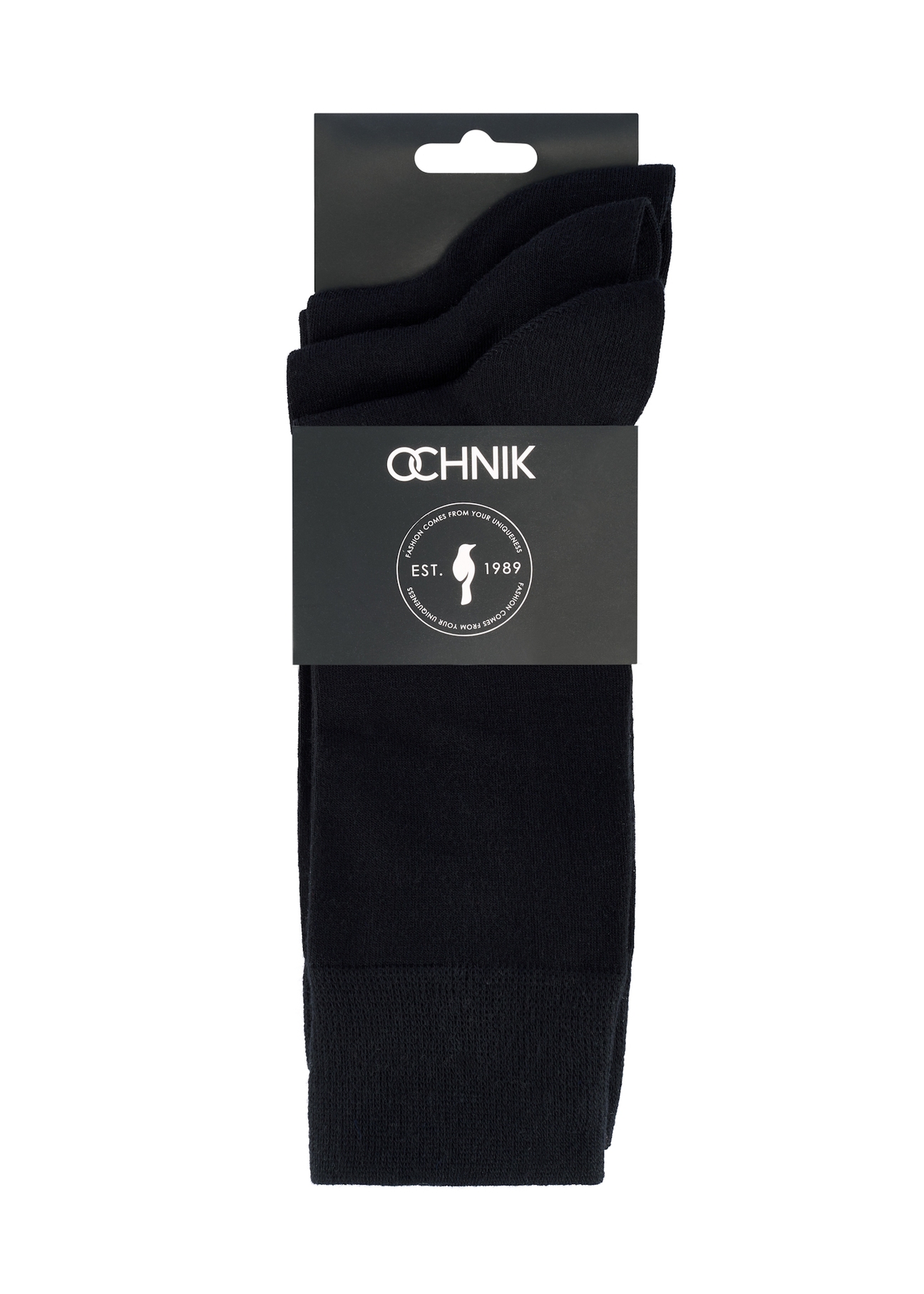 Set of long black men's socks ZESMT-0056-99(Z25), view of the product in the packaging on a white background.