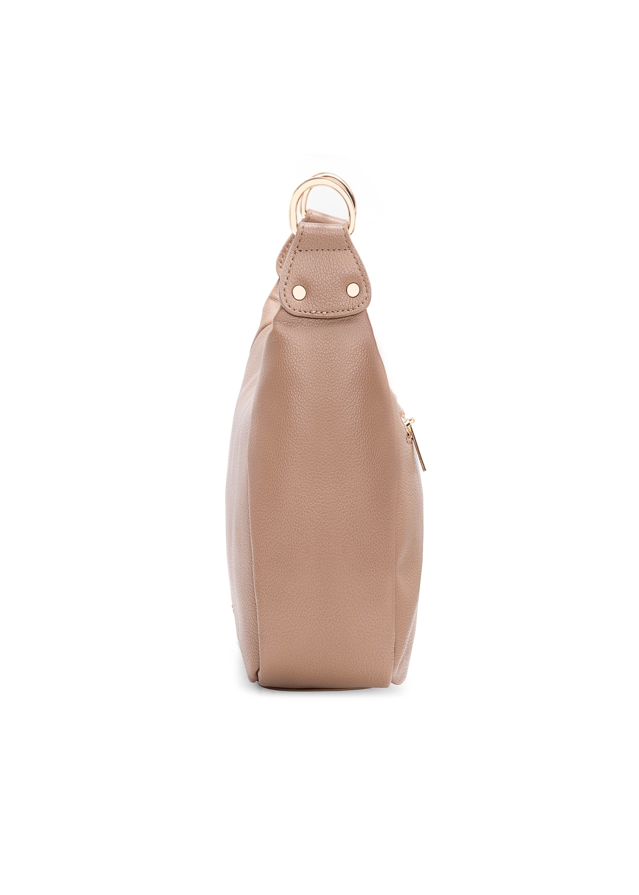 Camel-colored shopper shoulder bag TOREC-0885B-81(Z25), product view from the side on a white background.