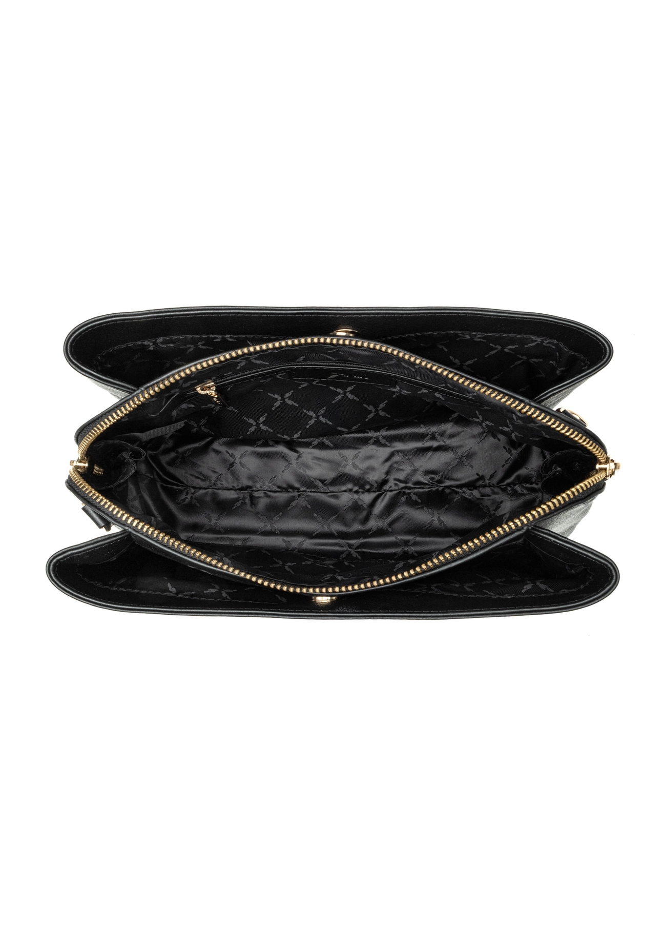Black leather women's shoulder bag TORES-1244-99(W26), product view from above on a white background.
