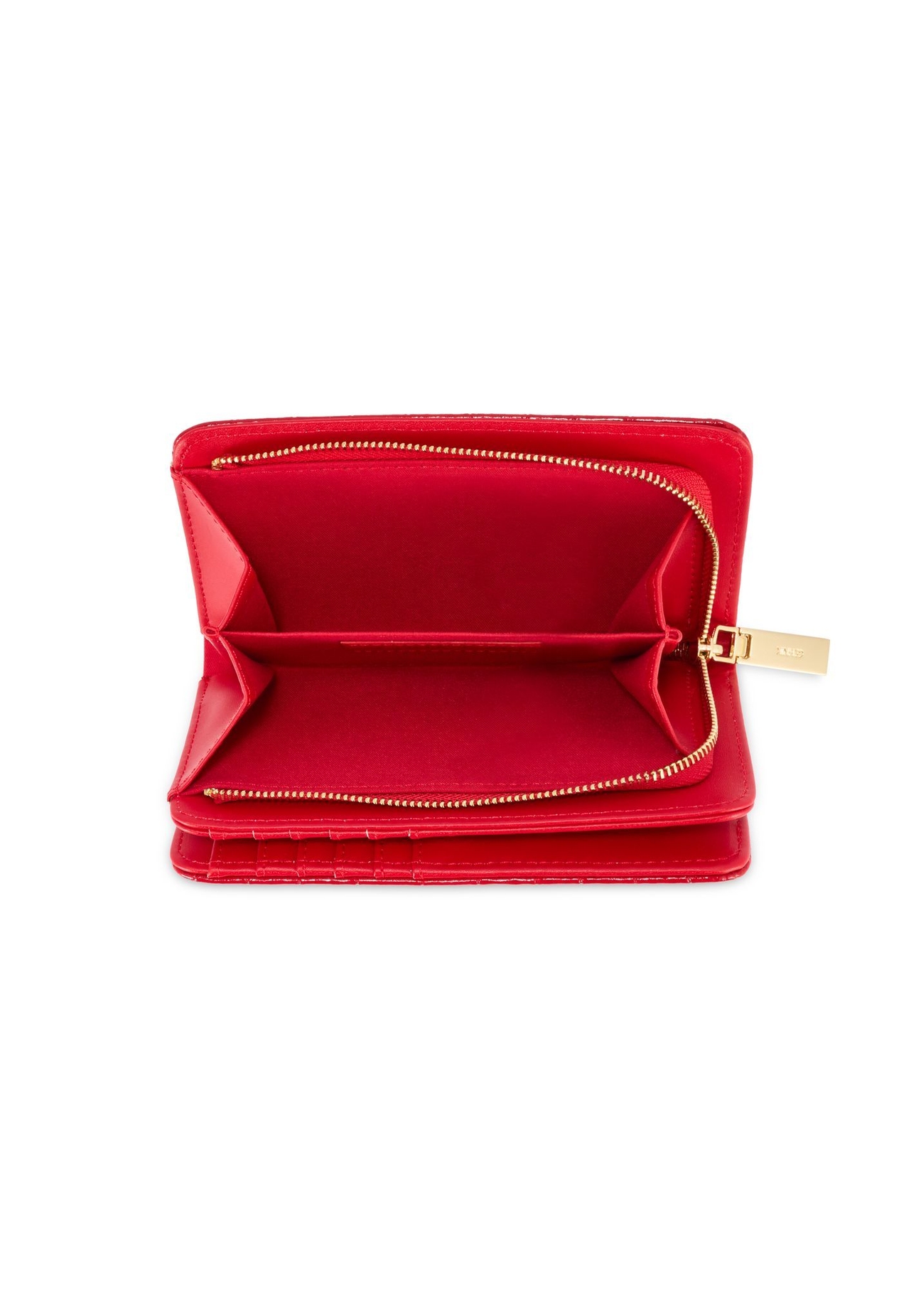 Red croco women's wallet POREC-0353A-42(Z25) - product view of the open product from above on a white background.