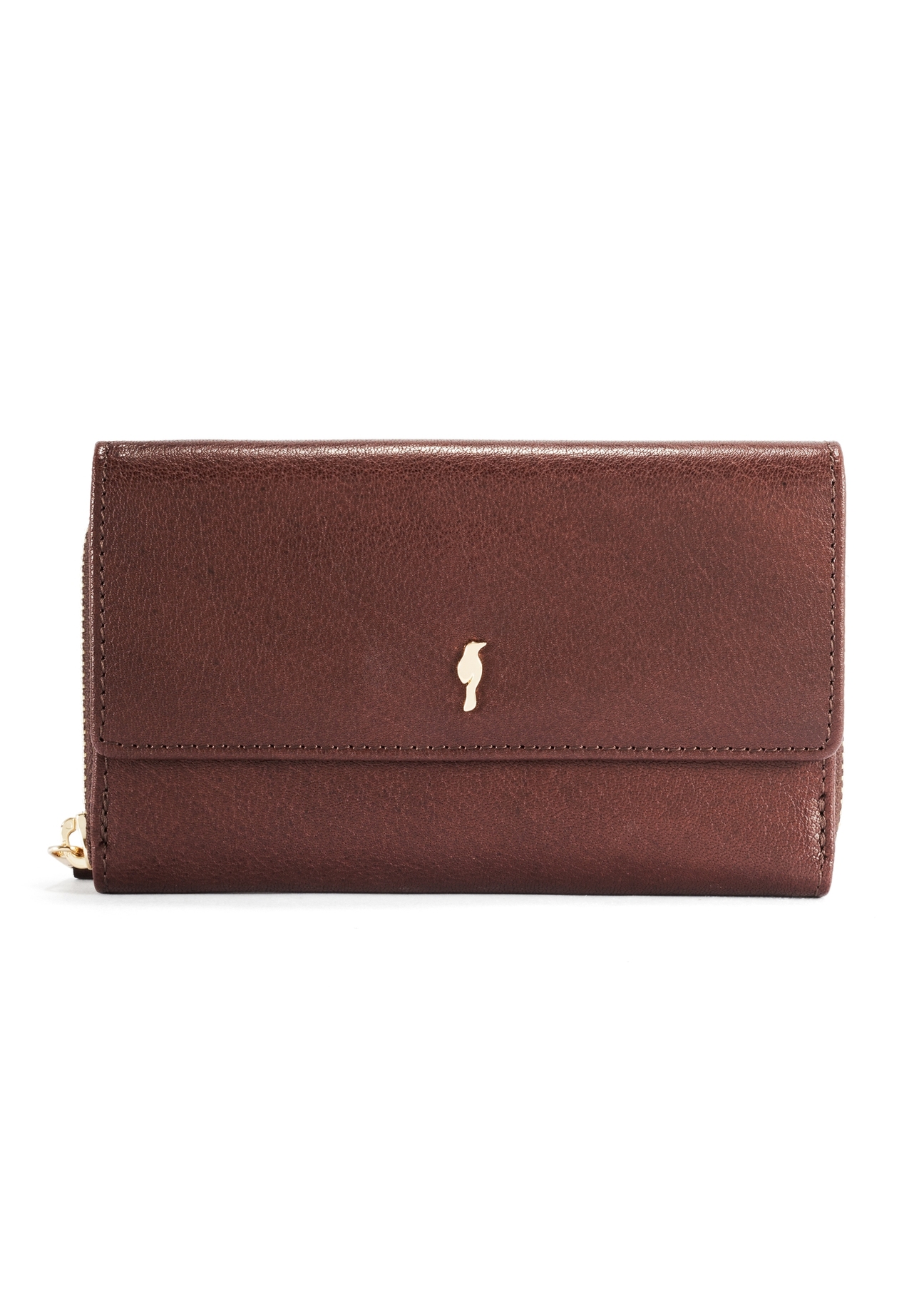 Medium brown women's wallet PORES-0965-89(Z25), product view from the front on a white background.