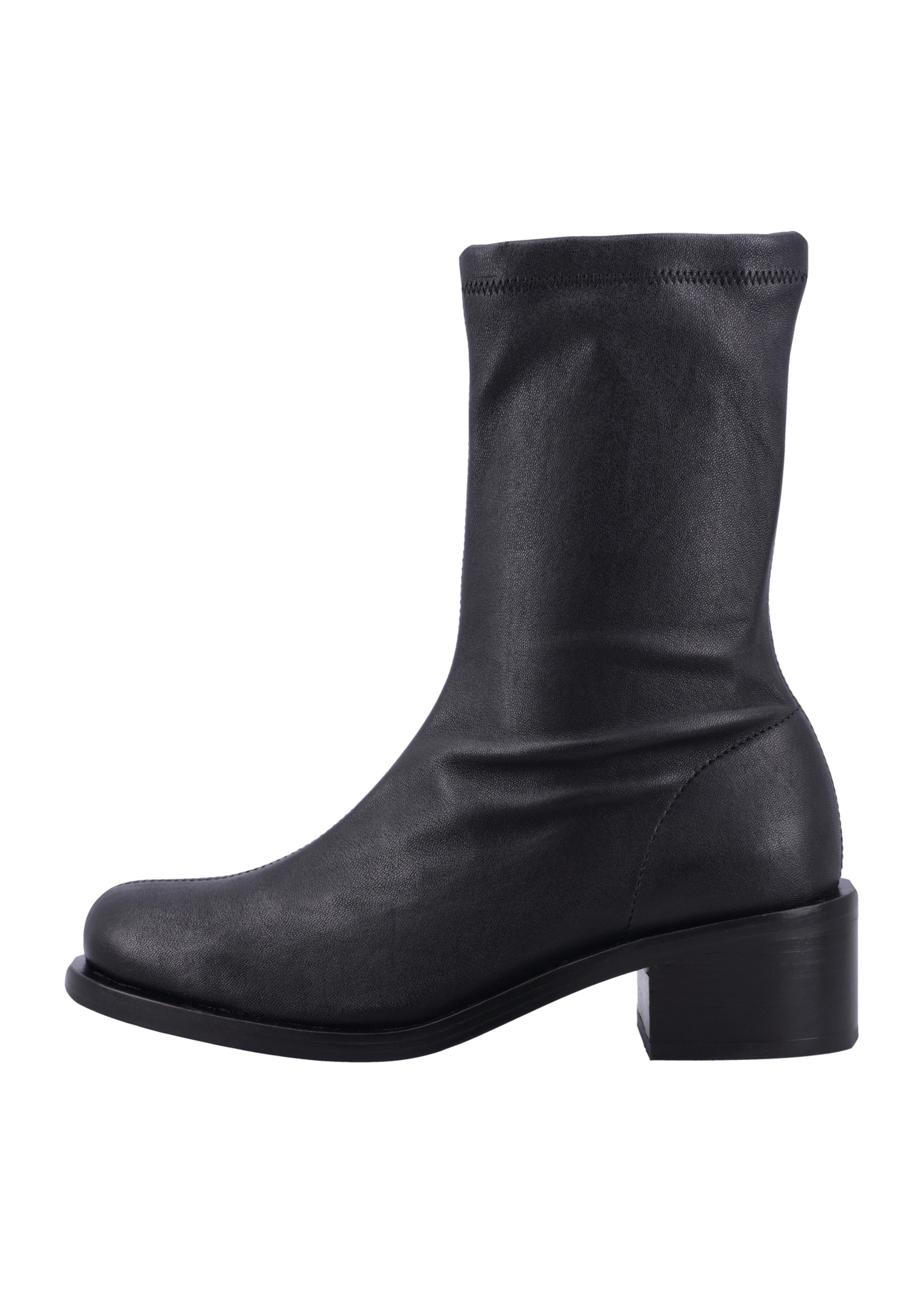 Black leather women's ankle boots BUTYD-1360-99(Z26), side view of the product on a white background.