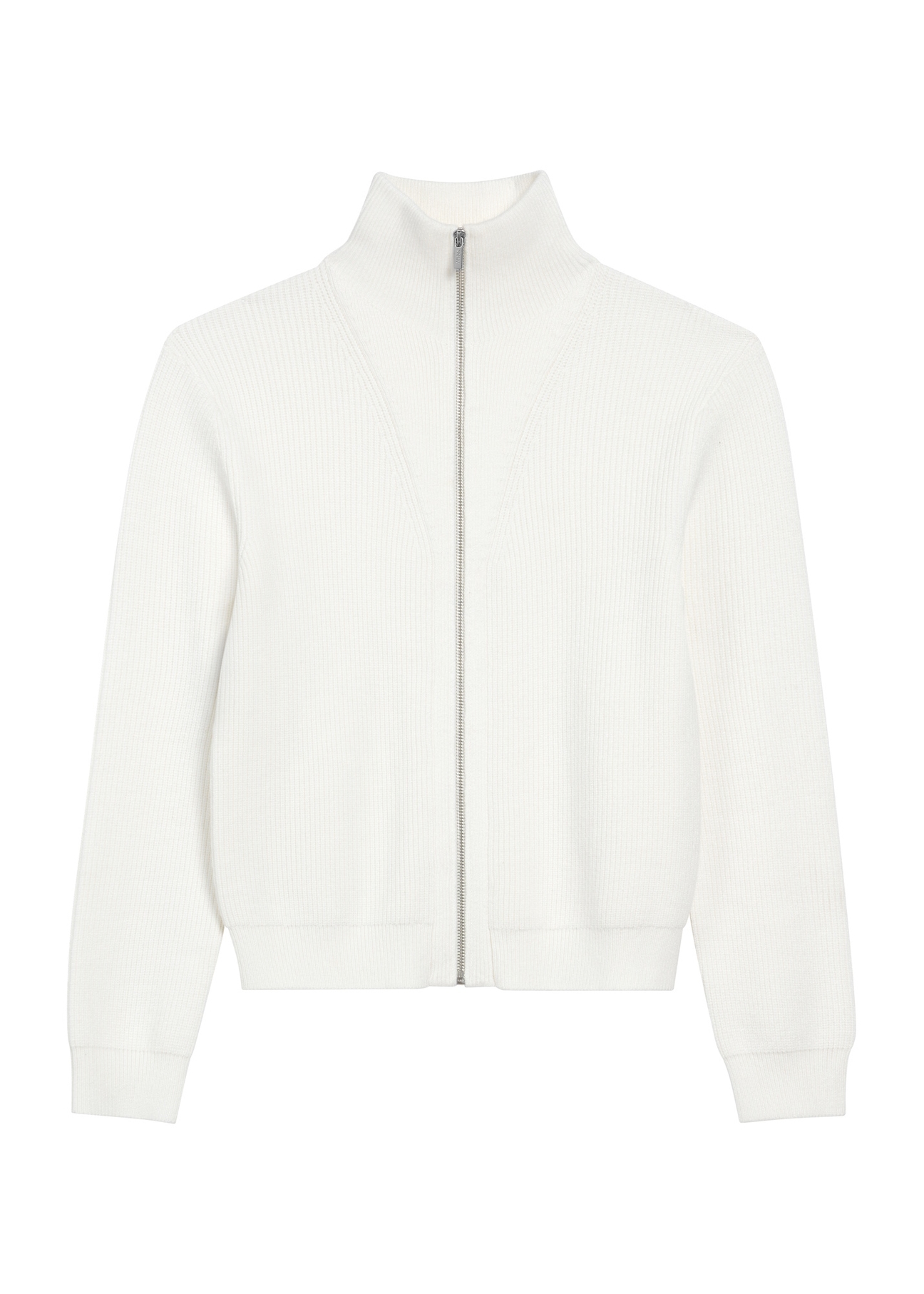 Cream women's sweater with zipper SWEDT-0247-12(Z25), front product view on white background.