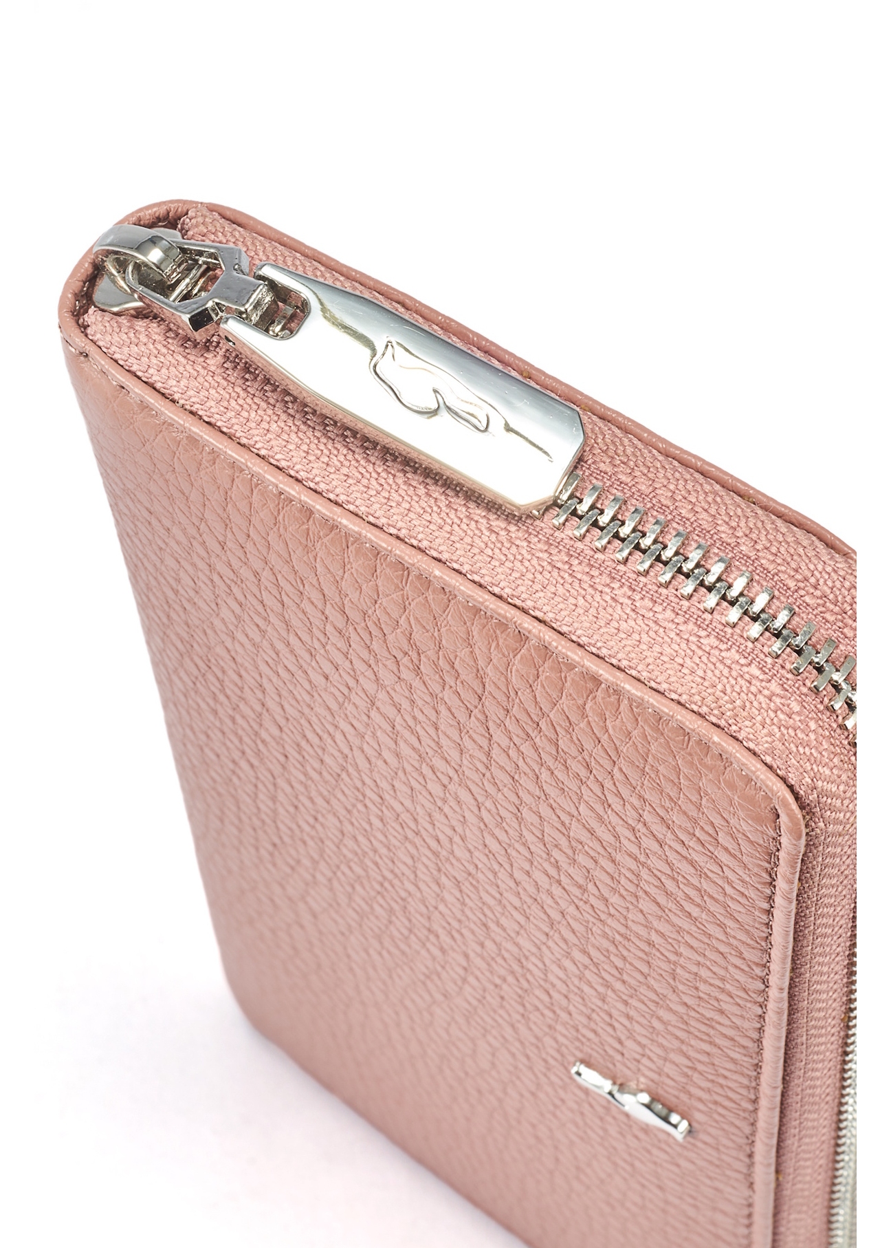 Large pink leather women's wallet PORES-0800F-31(W25), close-up of the product detail on a white background.
