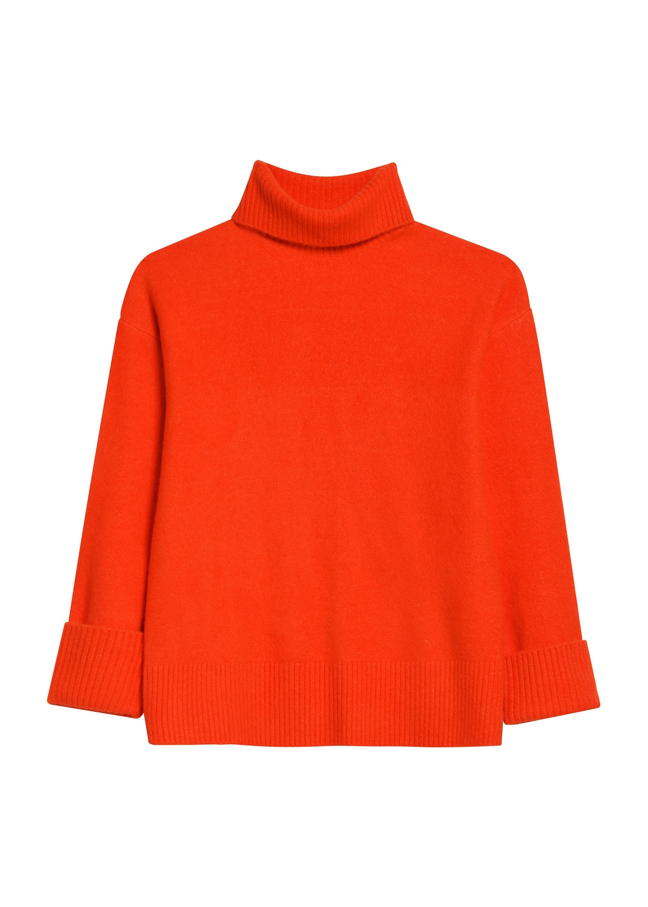 Orange women's turtleneck SWEDT-0249-30(Z25), front product view on white background.
