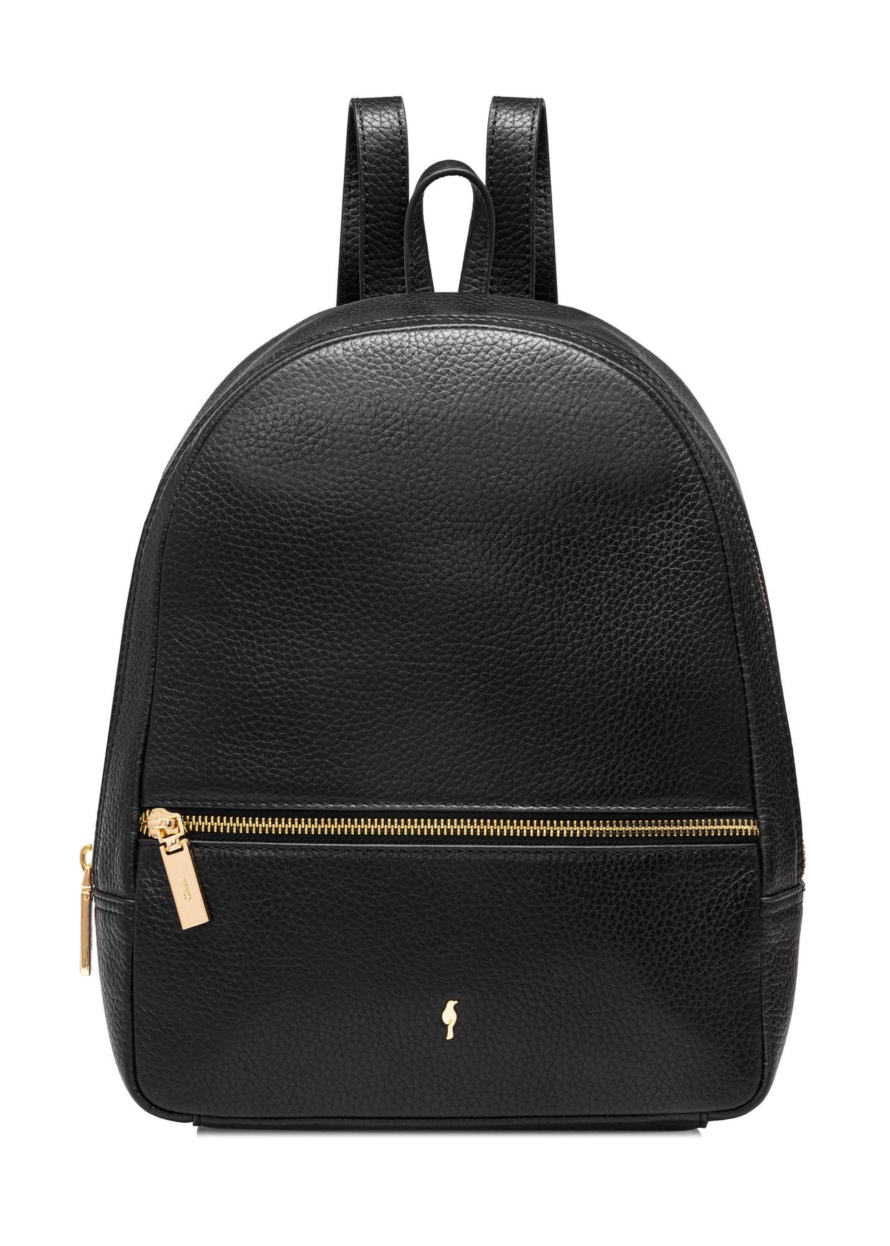 Black leather women's backpack TORES-0898D-99(Z25) - front view of the backpack on a white background.