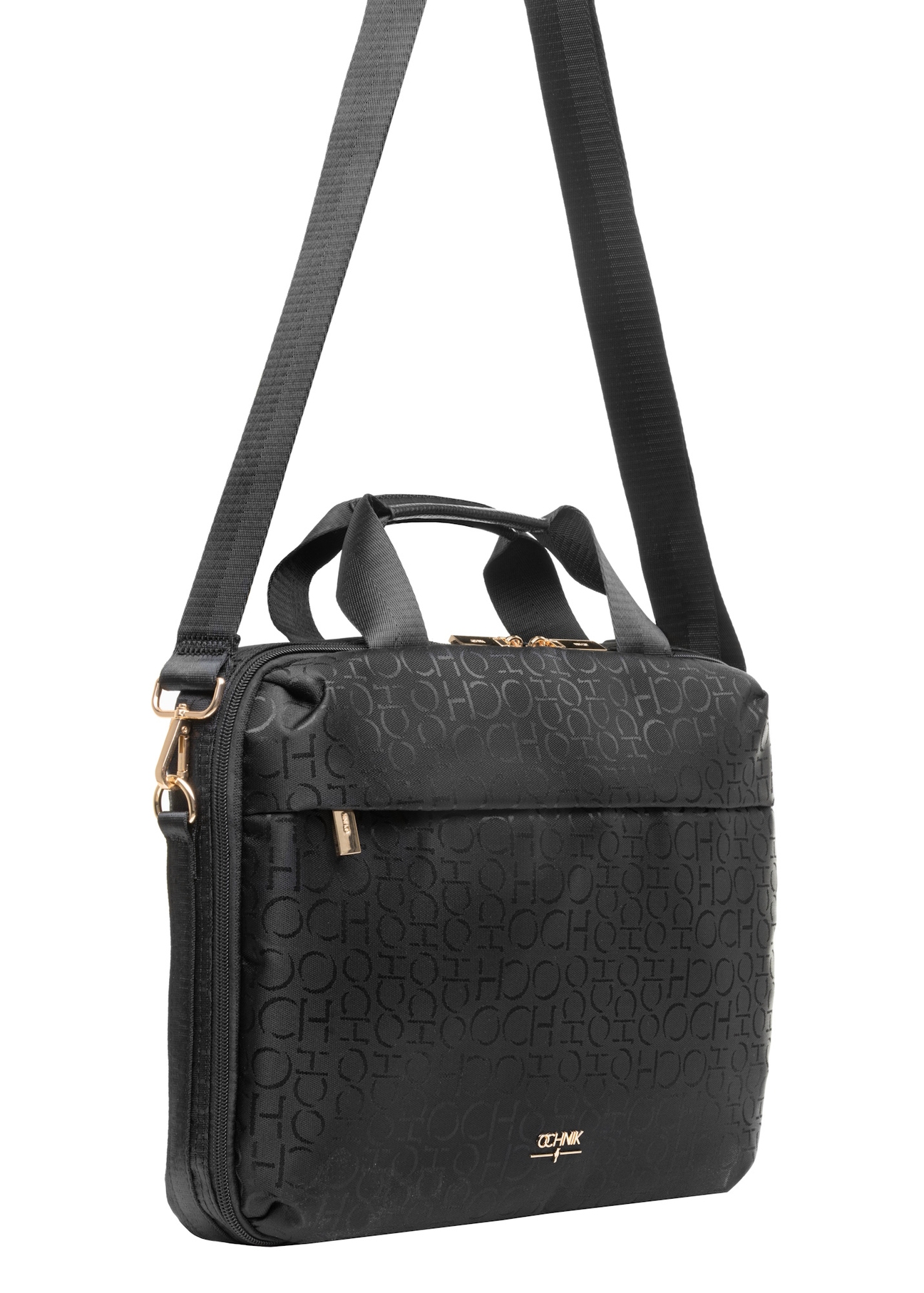 Black women's monogram bag TOREN-0299-99(W25), product view with strap on white background.
