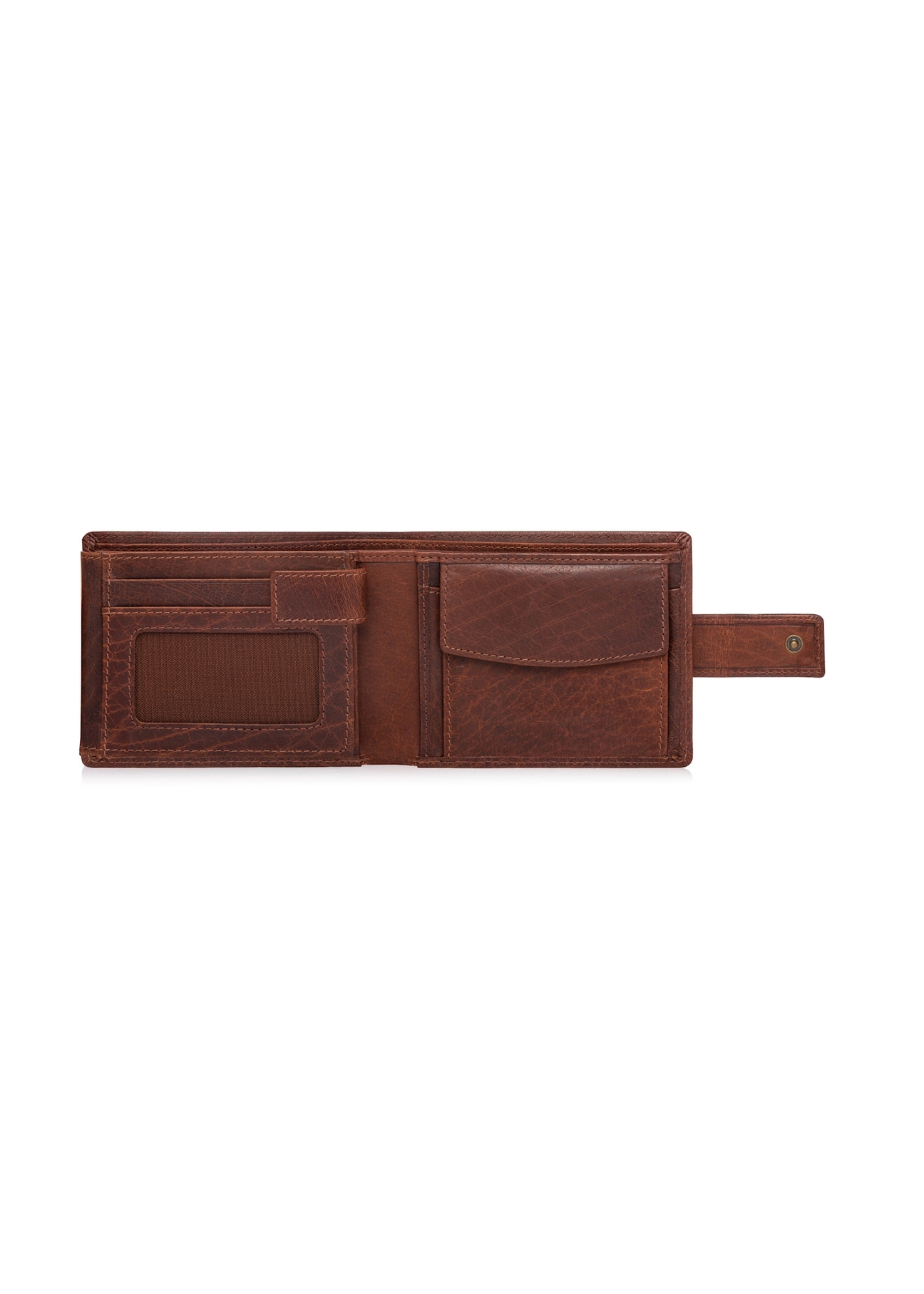 Men's leather wallet in cognac color PORMS-0691-1H(W26), product view inside on white background.